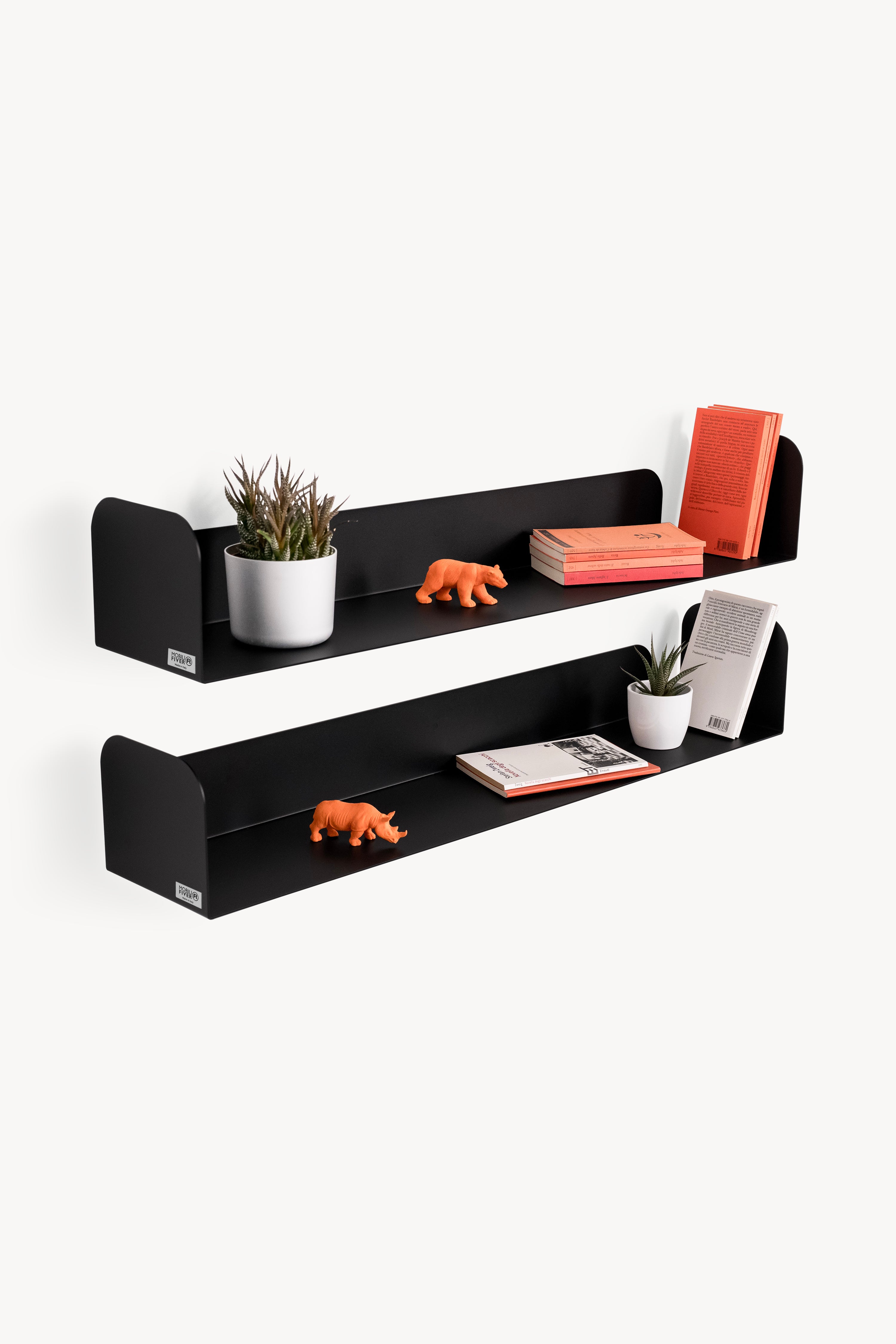 Coppia di mensole in metallo Camilla a U, 90x18x15 cm, Nero - Immagine principale