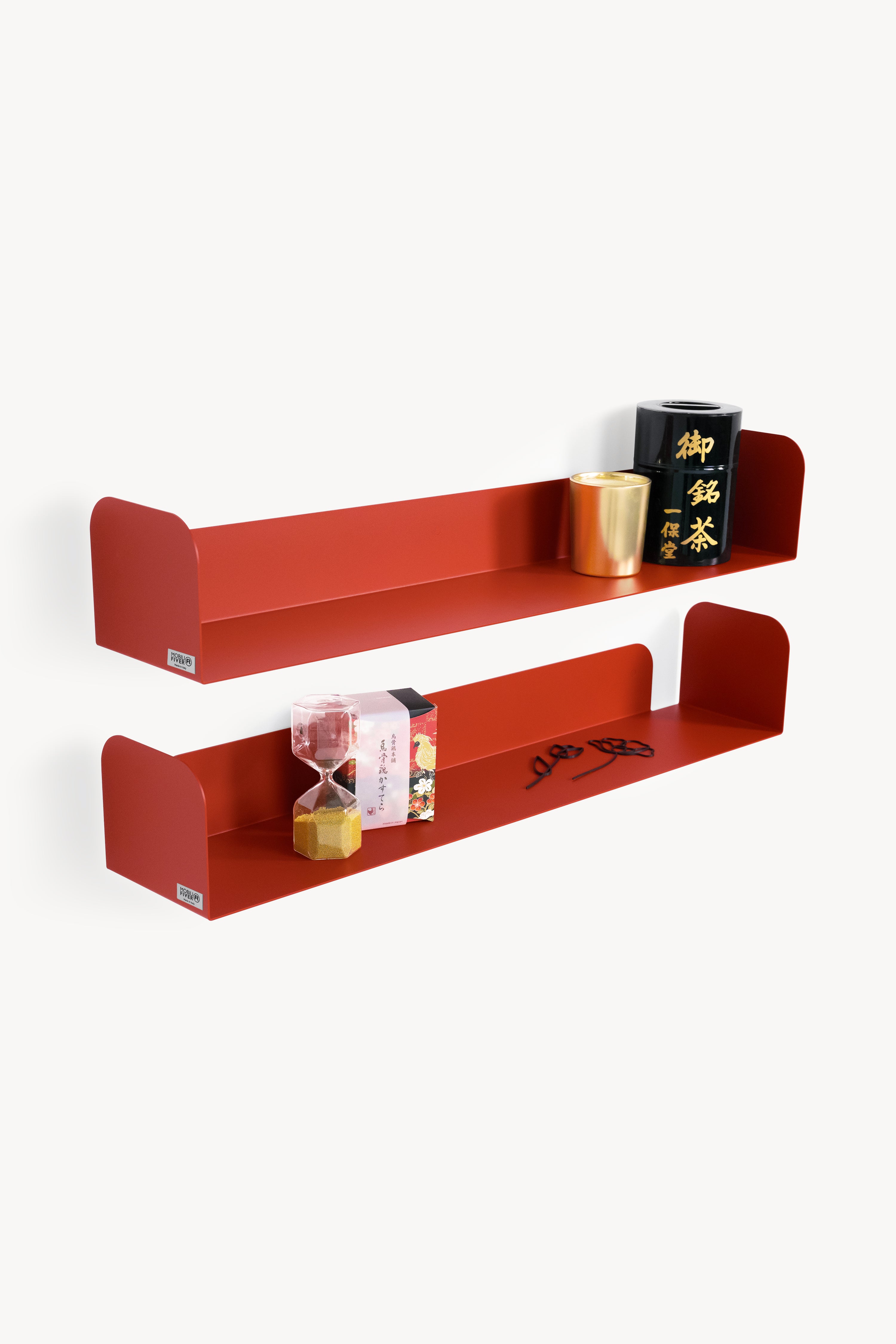Coppia di mensole in metallo Camilla a U, 90x18x15 cm, Terracotta - Immagine principale