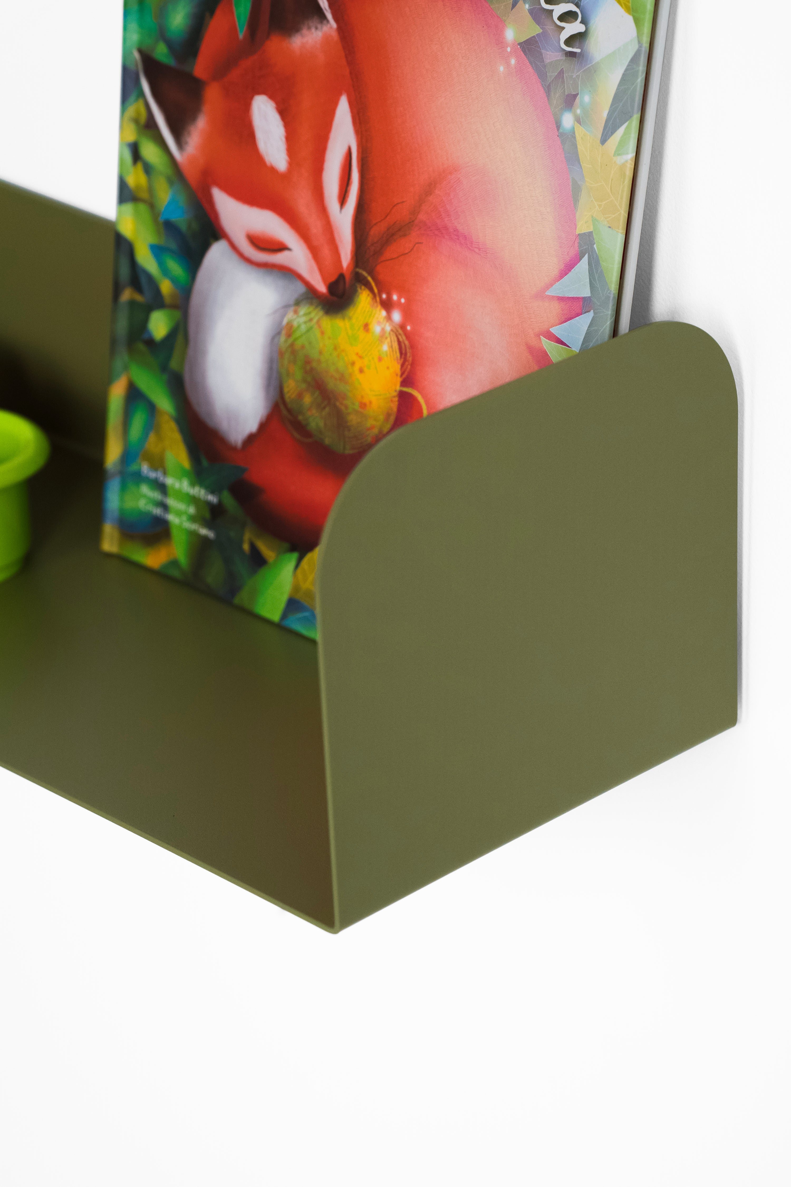 Set of 2 Camilla U-Shaped Metal Shelves, 90x18x15 cm, Olive Green