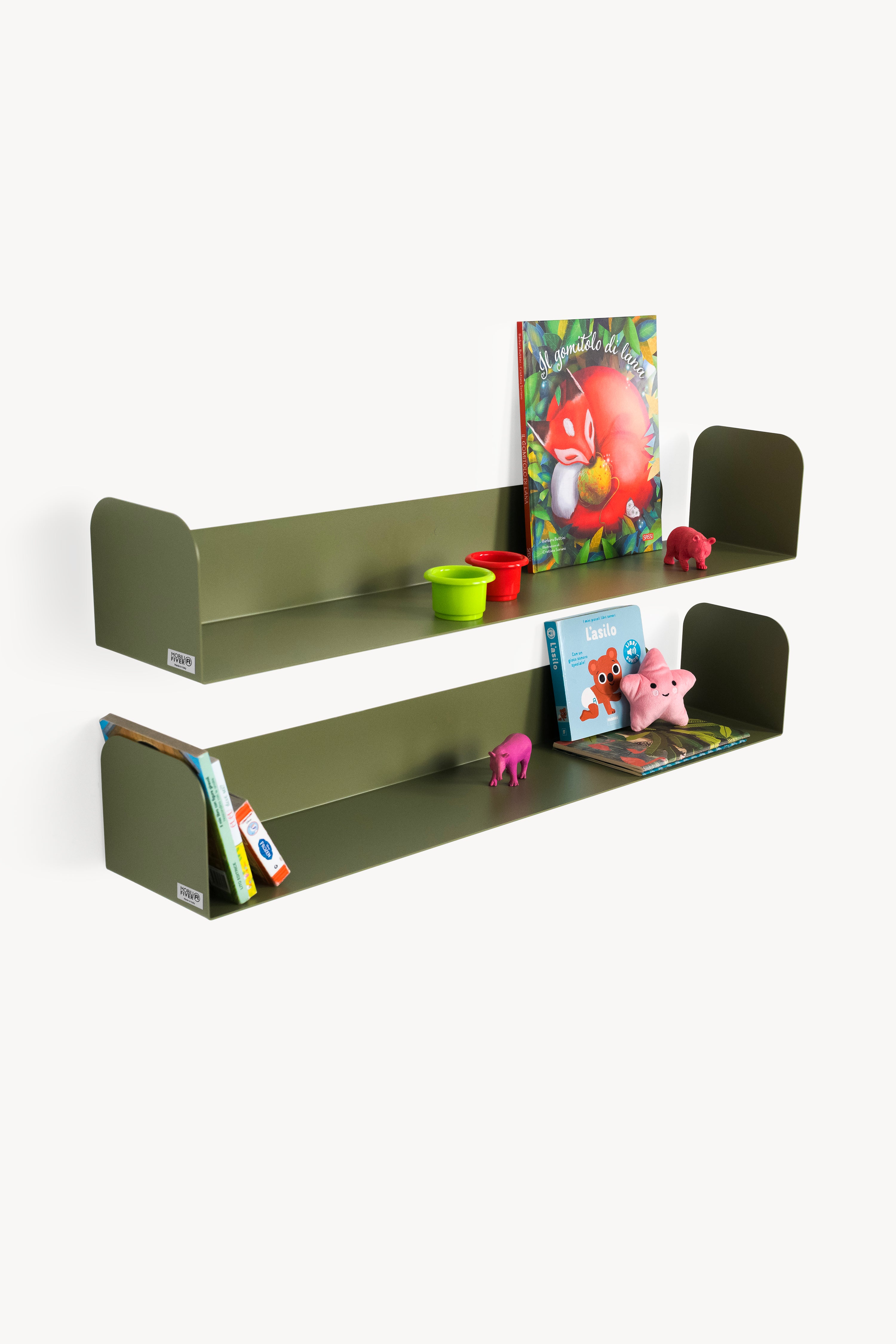 2er-Set Metallregale Camilla U-Form, 90x18x15 cm, Olivgrün - Hauptbild