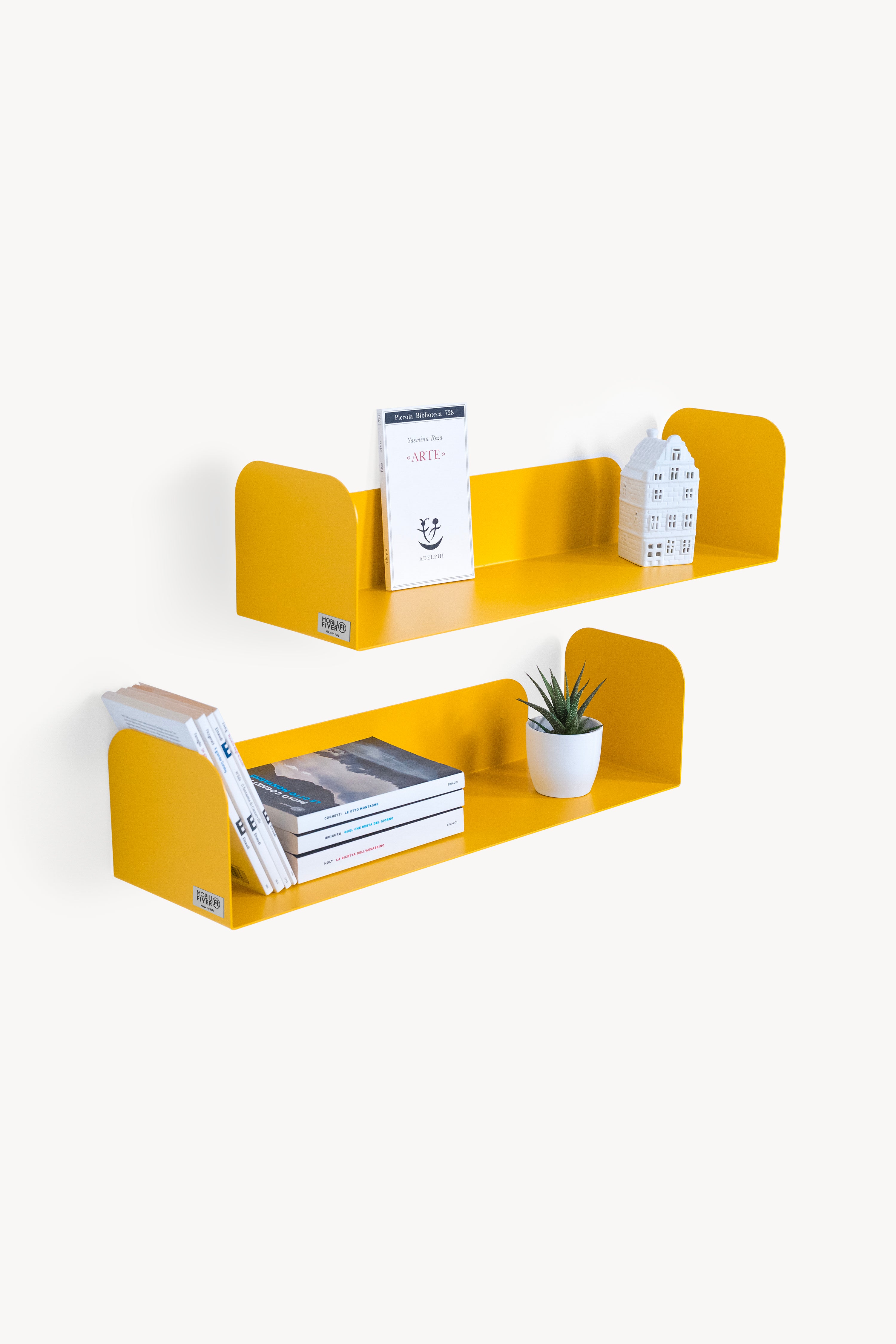 Coppia di mensole in metallo Camilla a U, 60x18x15 cm, Giallo Senape - Immagine principale