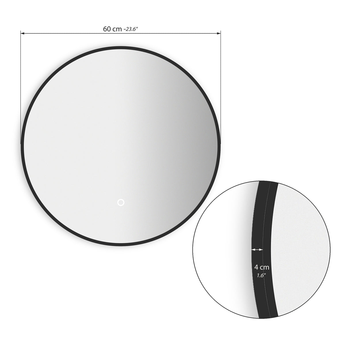 Miroir rond LED Alice, Ø 60 cm, lumière blanc chaud - Immagine tecnica 1