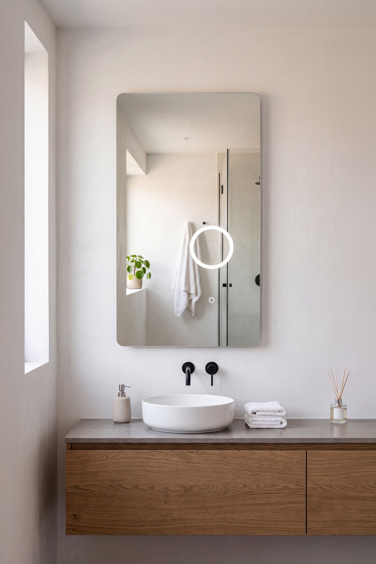 Rectangular LED mirror Cristina, 100x55 cm, warm white light - Set image 1