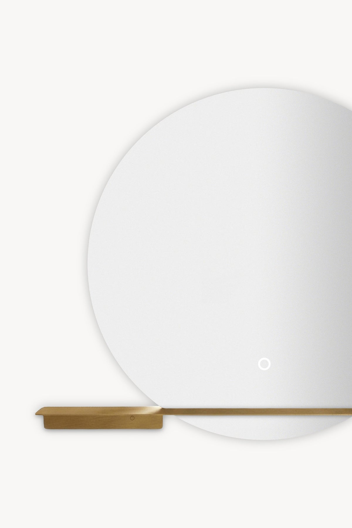 Miroir rond à LED Cristina Ø 80 cm avec étagère en laiton brossé 100x13,5 cm