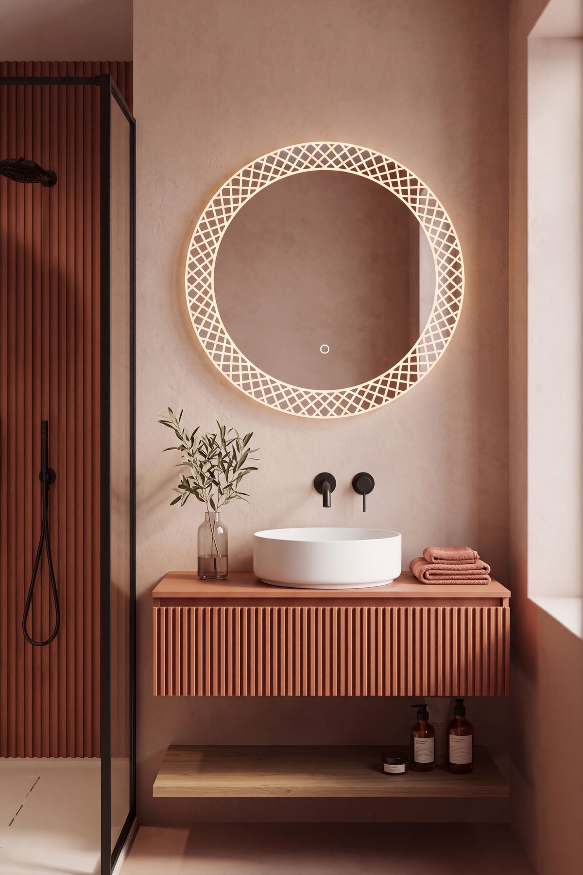 Miroir rond à LED Lidia, Ø 80 cm, lumière chaude - Image d’ensemble 1