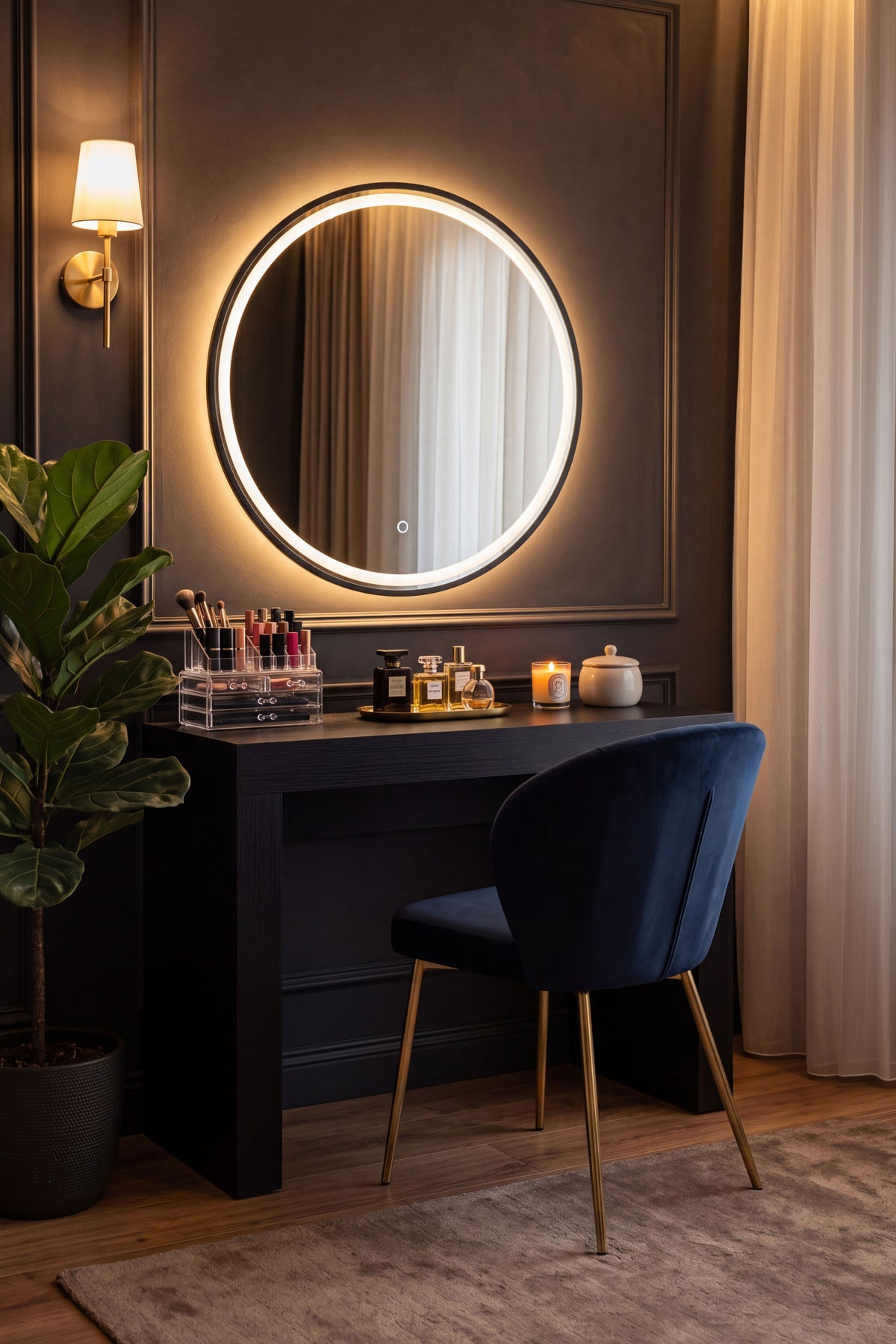 Miroir rond à LED Luna, Ø 80 cm, lumière blanc chaud - Image d’ensemble 1
