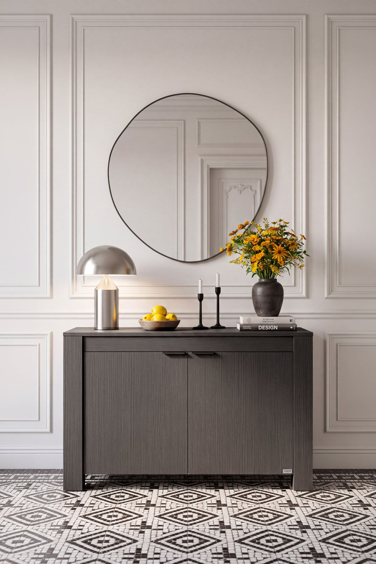 Miroir mural irrégulier Pietro, 80x77 cm, cadre en acier noir - Image d’ensemble 1