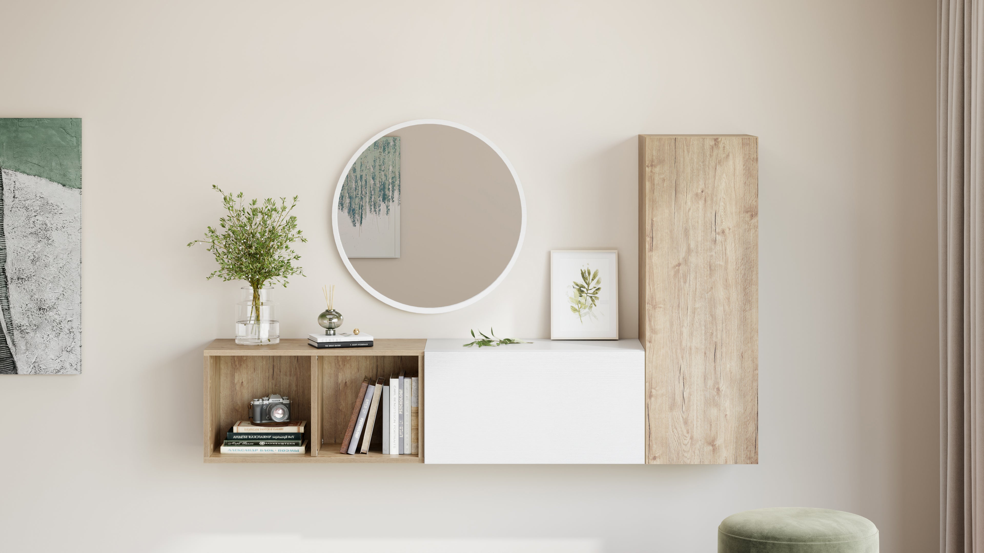 Wandkast easy 104 met neergaande klepdeur eiken - Set image 2