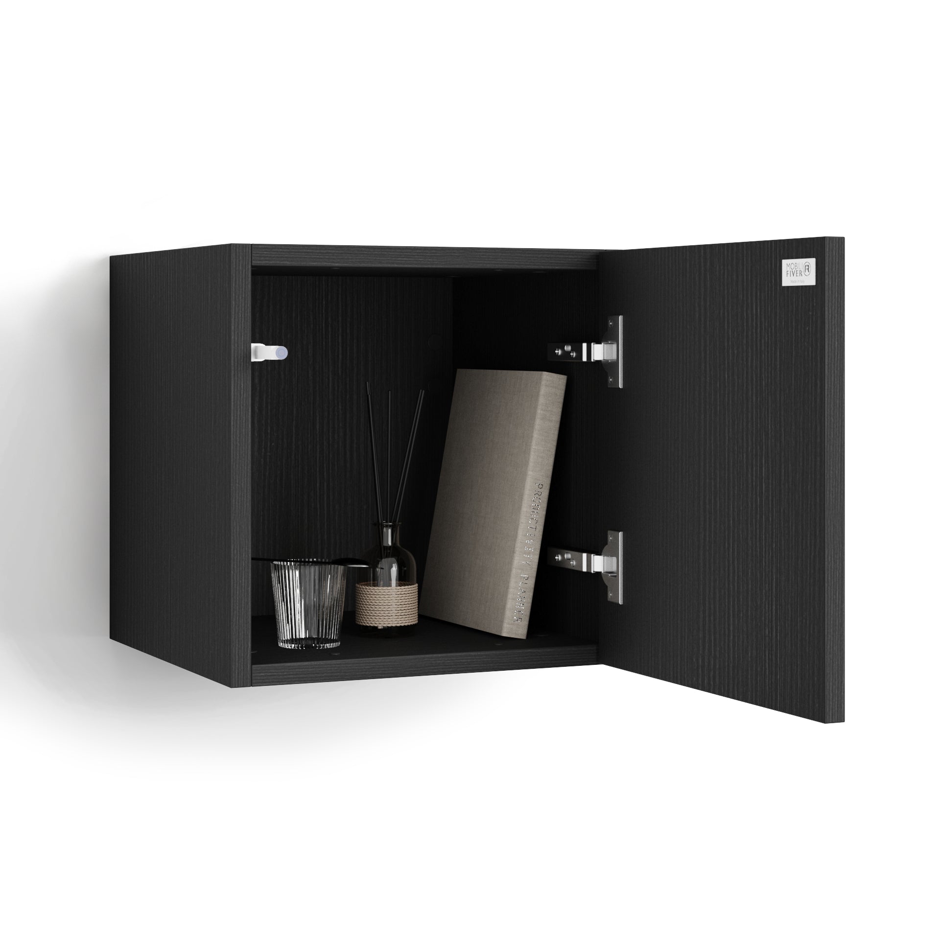 Wandkast easy 36 met deur met scharnieren zwart essen