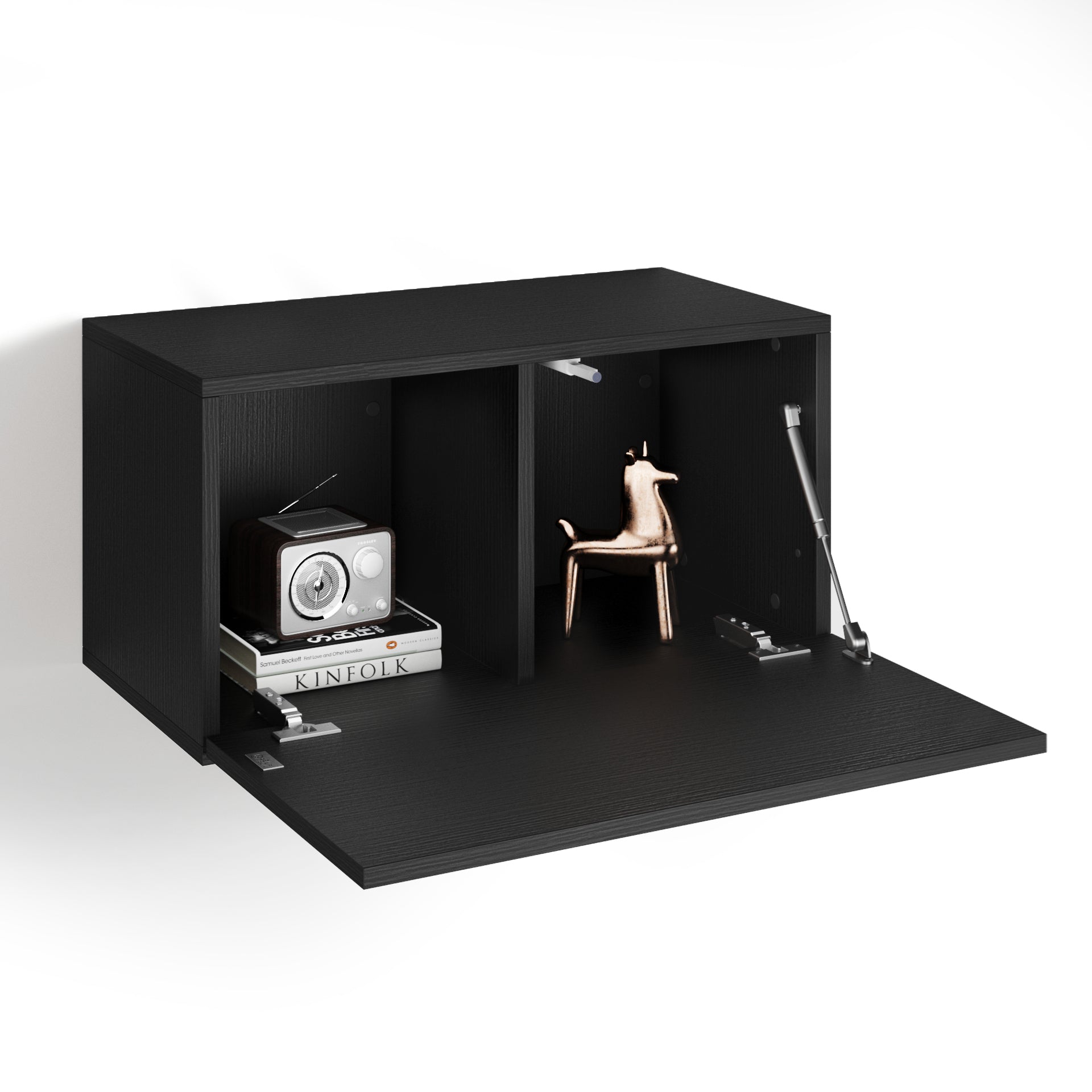 Easy Wall Unit 27.55 in, with Flap Door, Ashwood Black