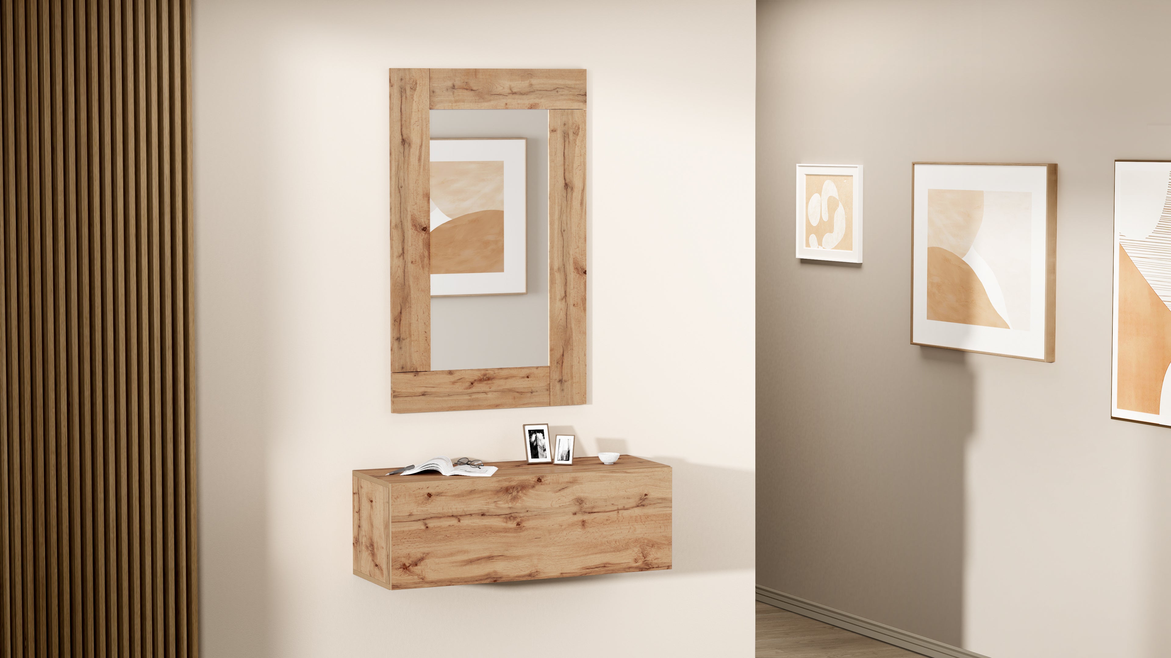 Wandkast easy 104 met neergaande klepdeur rustiek eiken - Set image 2