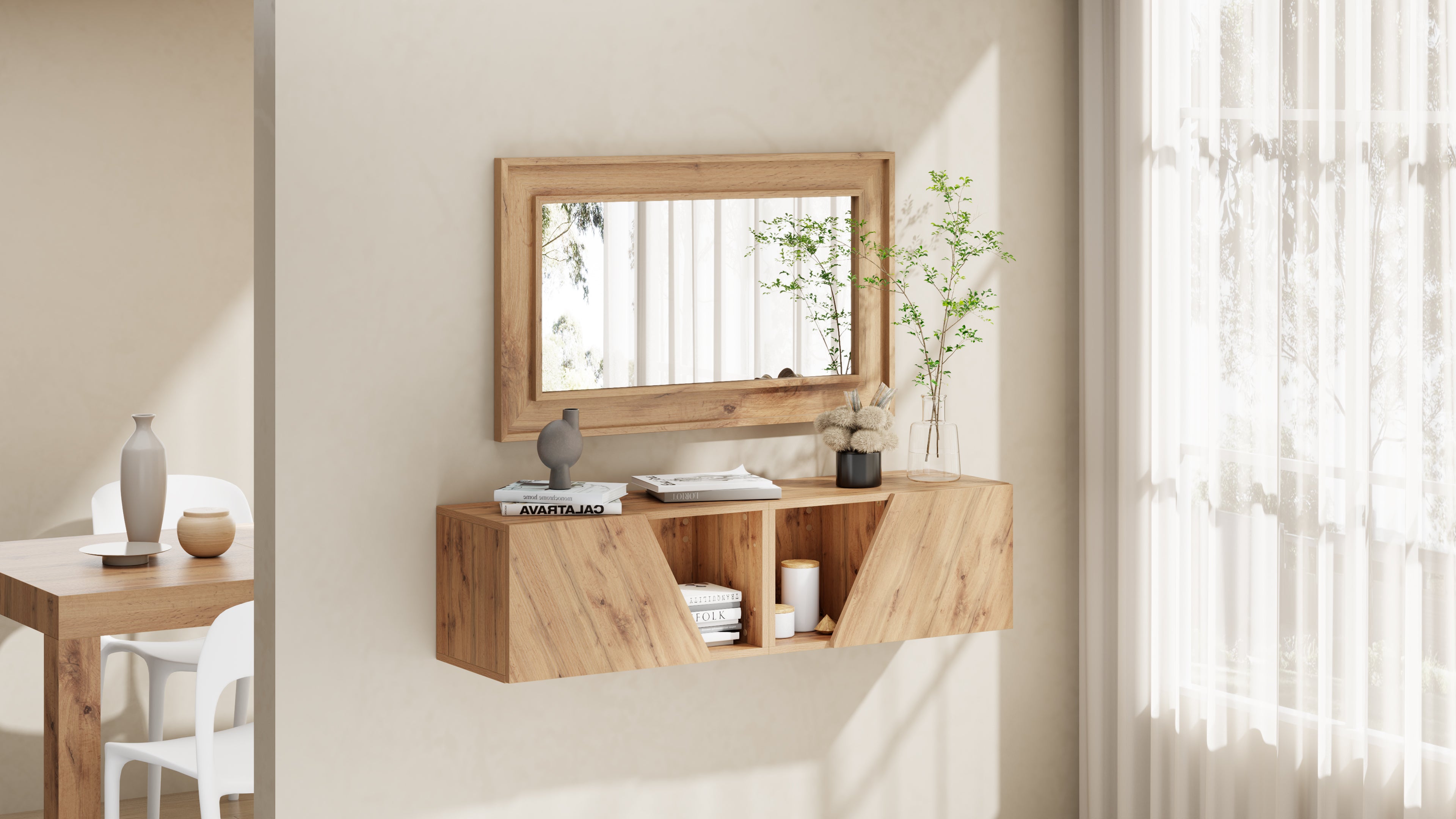 Coppia di pensili Emma 70 Con Anta a Ribalta Rovere Rustico - Immagine ambientata 2