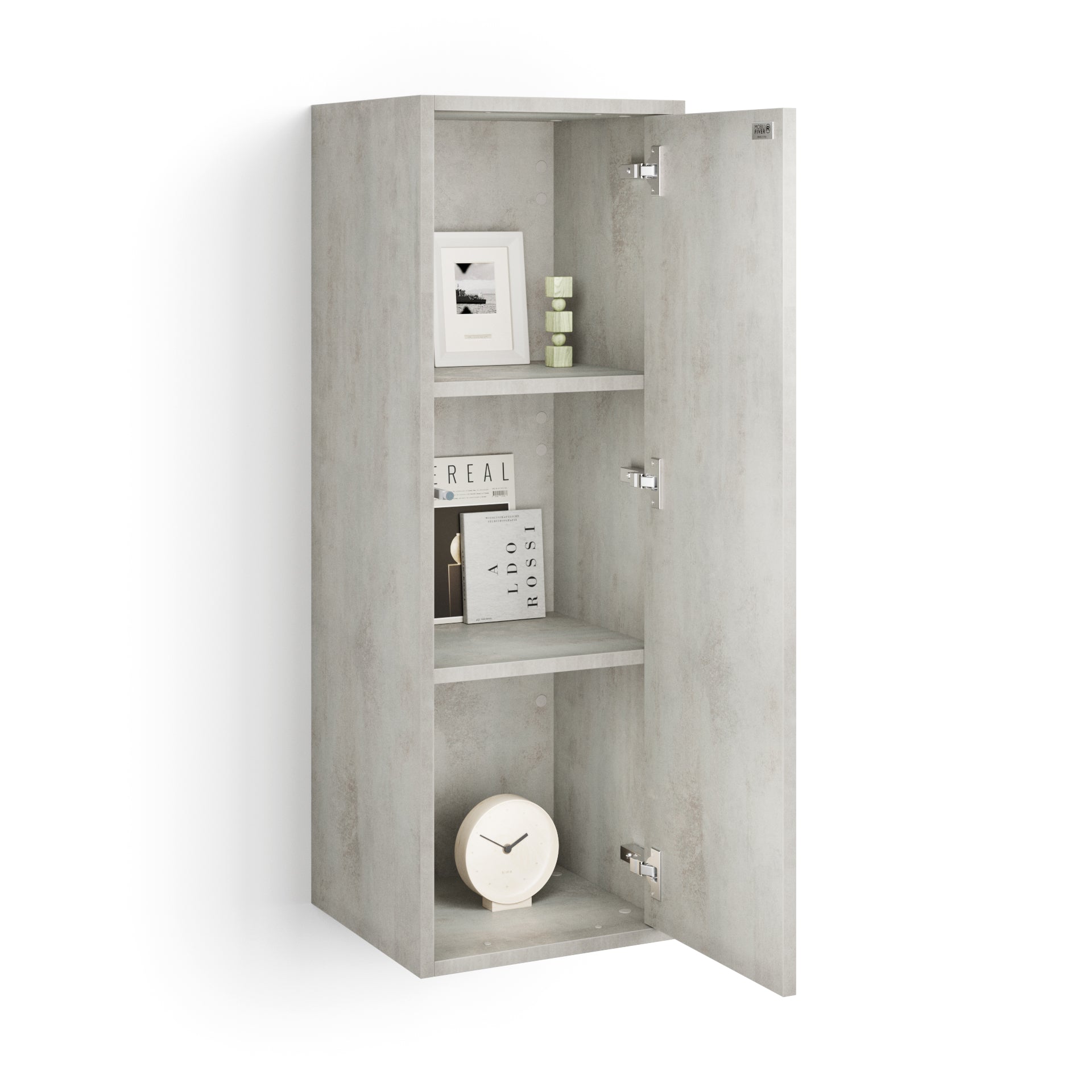 Iacopo Wall Unit 40.94 in, with Vertical Door, Concrete Effect, Grey - Detail image 1