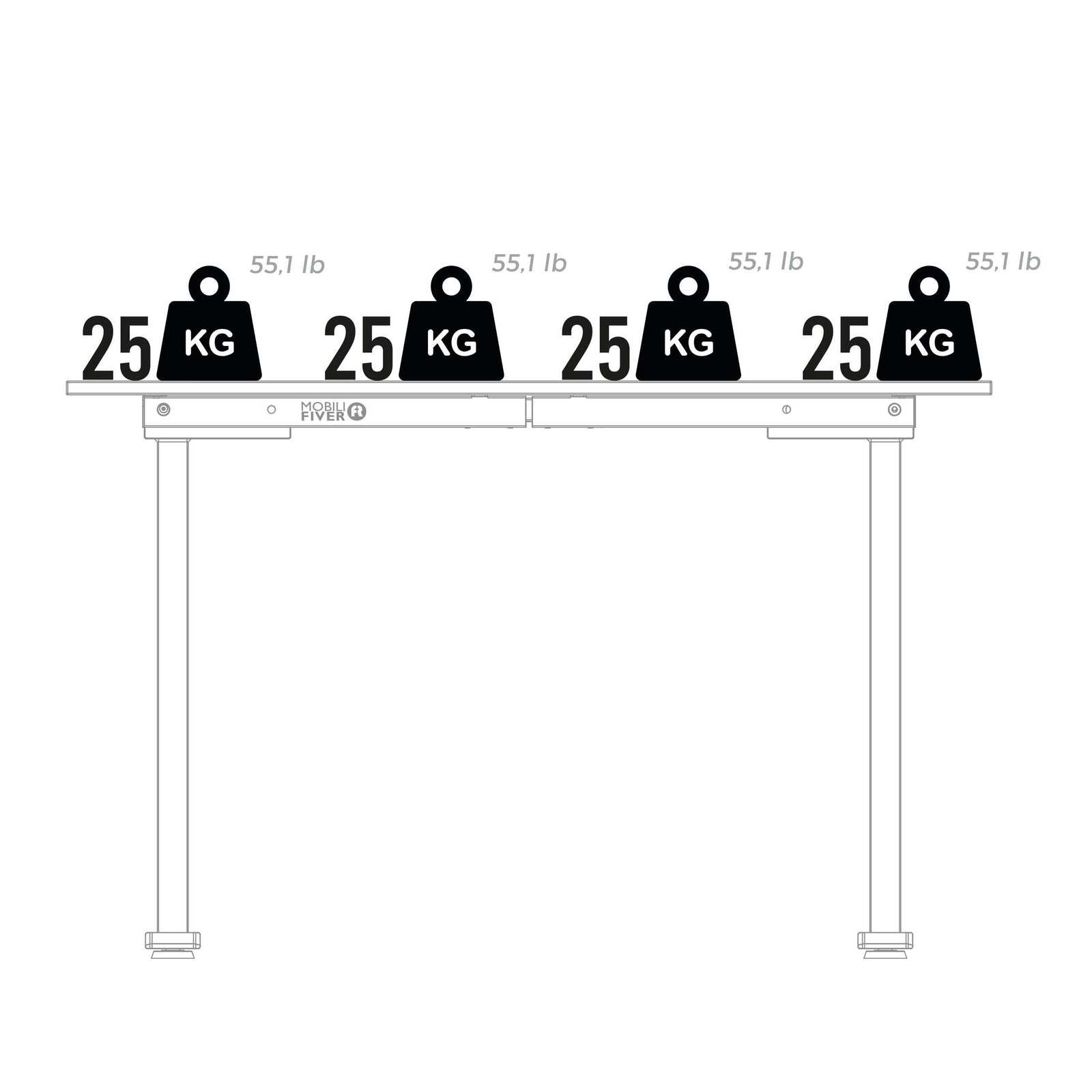 Clara Adjustable Desk Frame, Black - Immagine tecnica 2