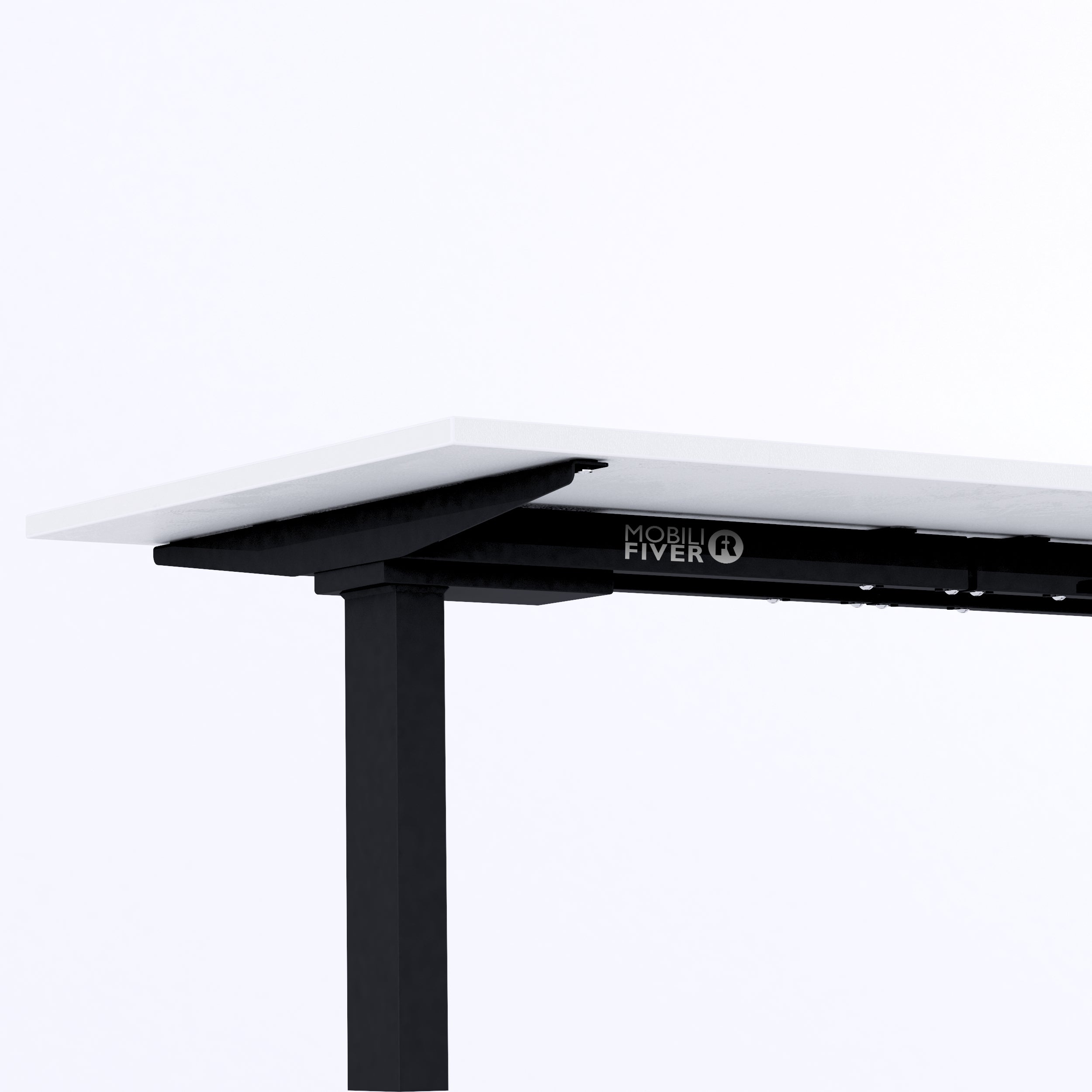 Scrivania Fissa Clara 160x60 Bianco Cemento con Gambe Nere - Immagine dettaglio 2