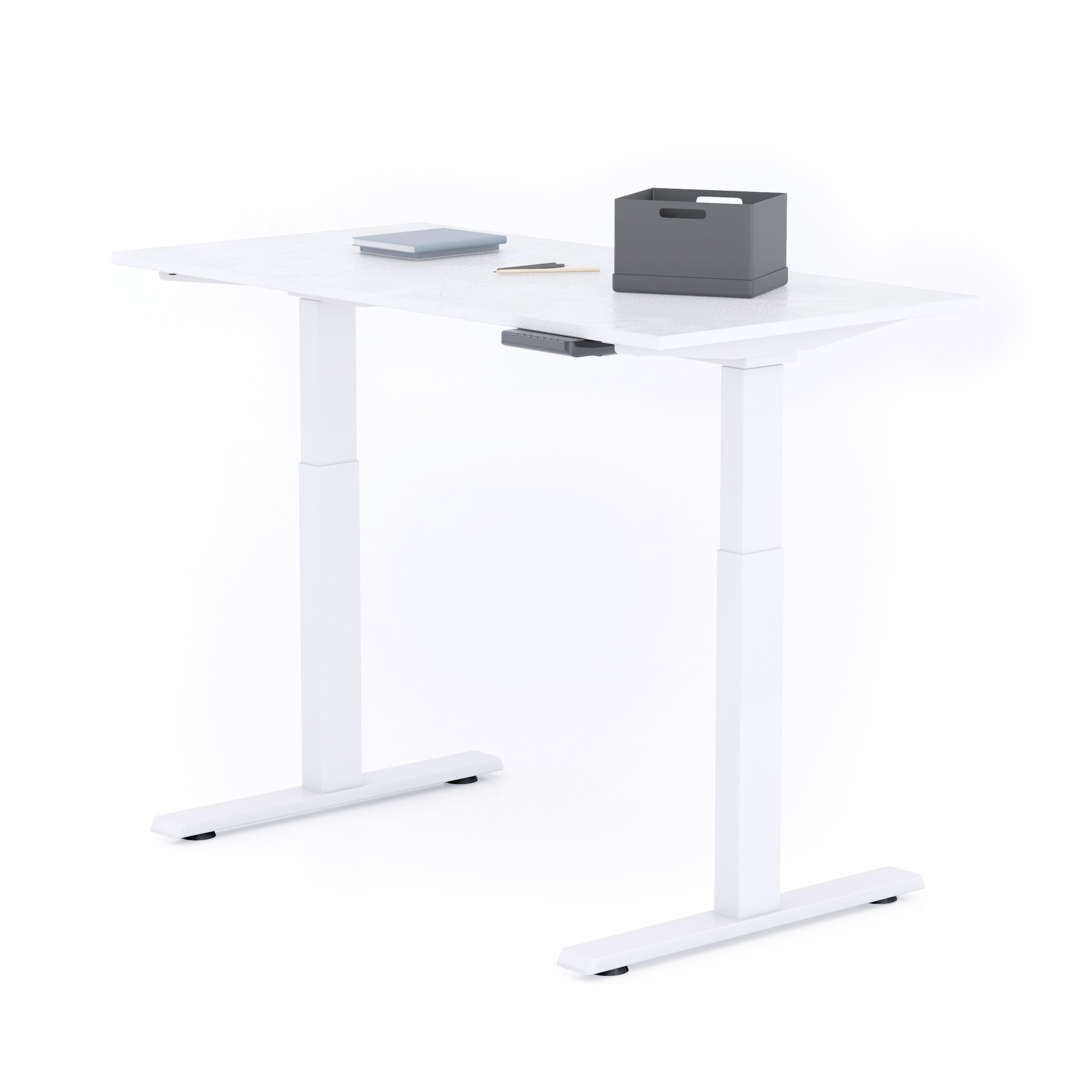 Verstelbaar Bureau Clara 120x60 Wit Beton met Witte Poten