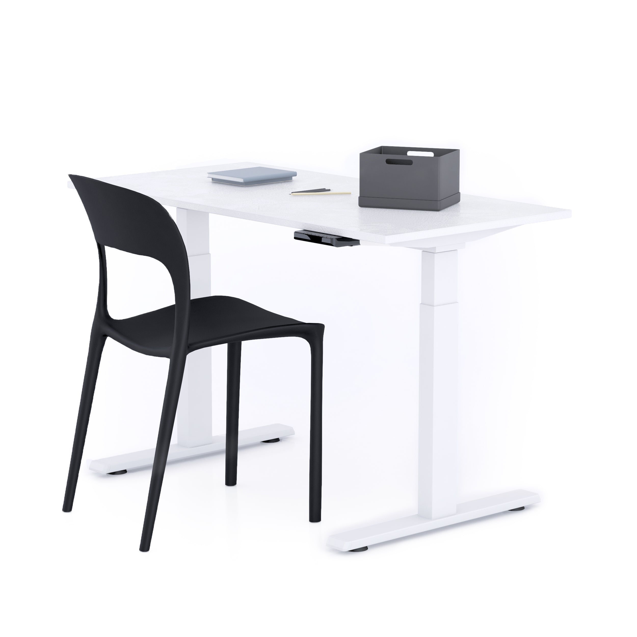 Verstelbaar Bureau Clara 120x60 Wit Beton met Witte Poten