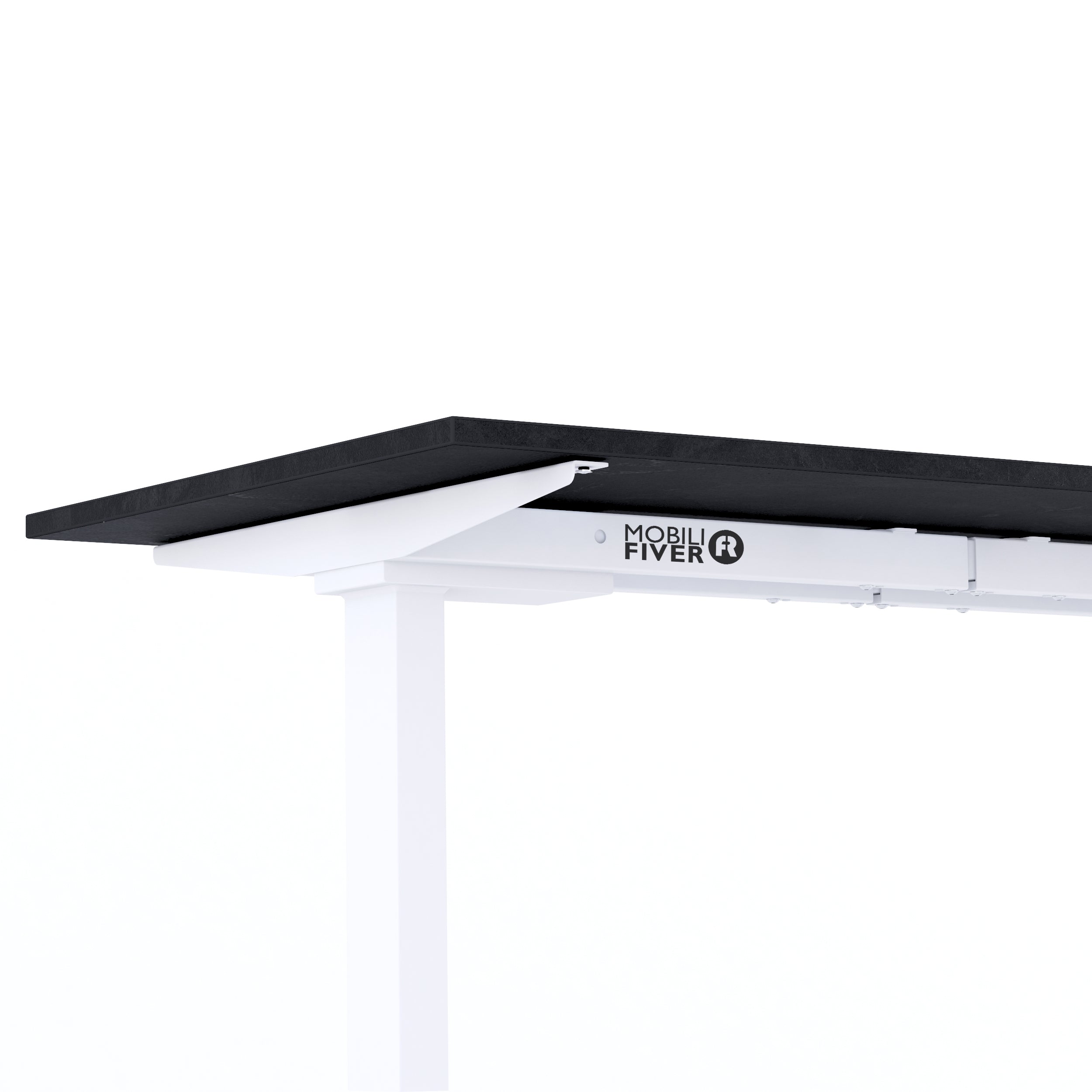 Bureau Clara 140x60, Noir Béton, avec Pieds Fixes Blanc - Detail image 2