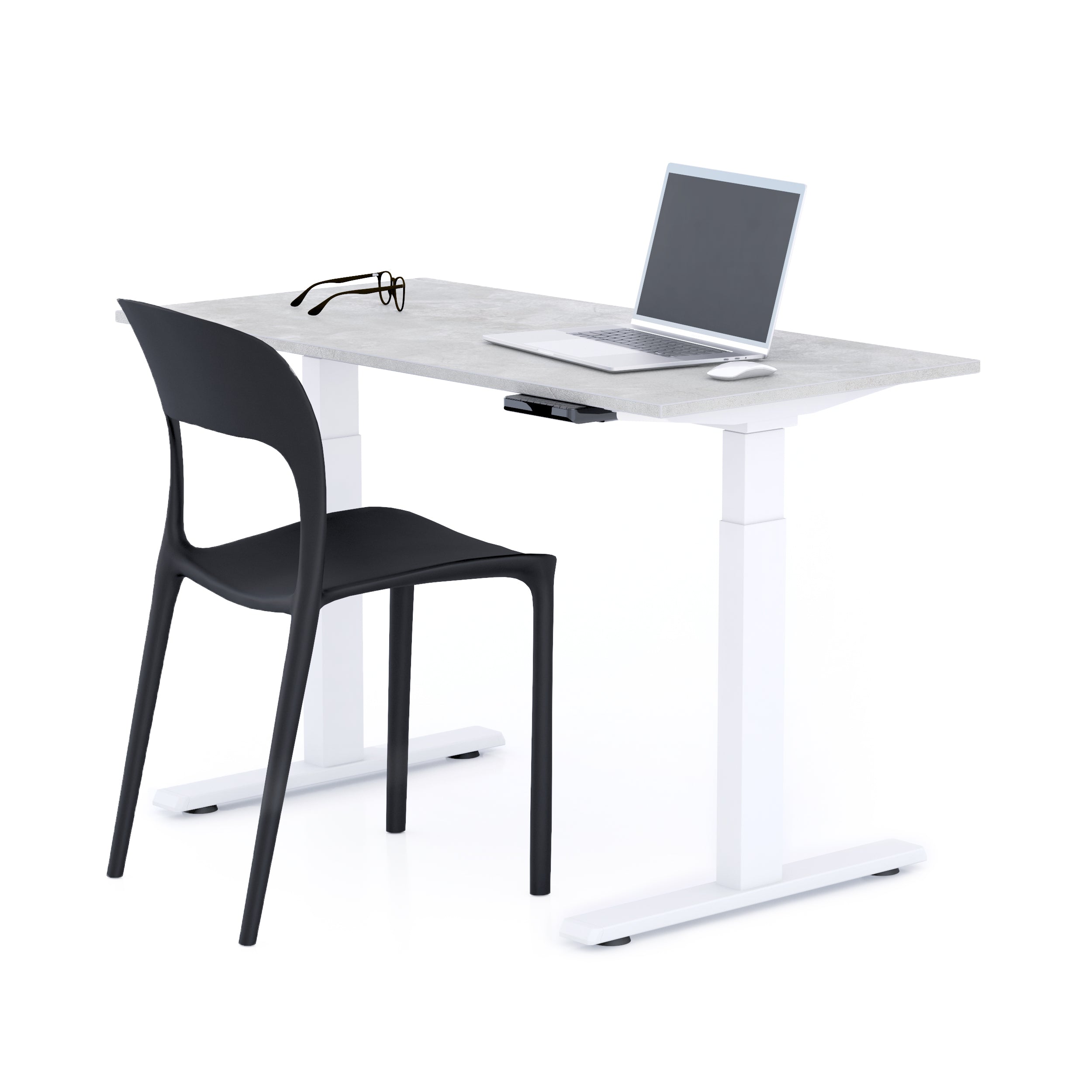 Scrivania Regolabile Clara 120x60 Grigio Cemento con Gambe Bianche - Immagine principale