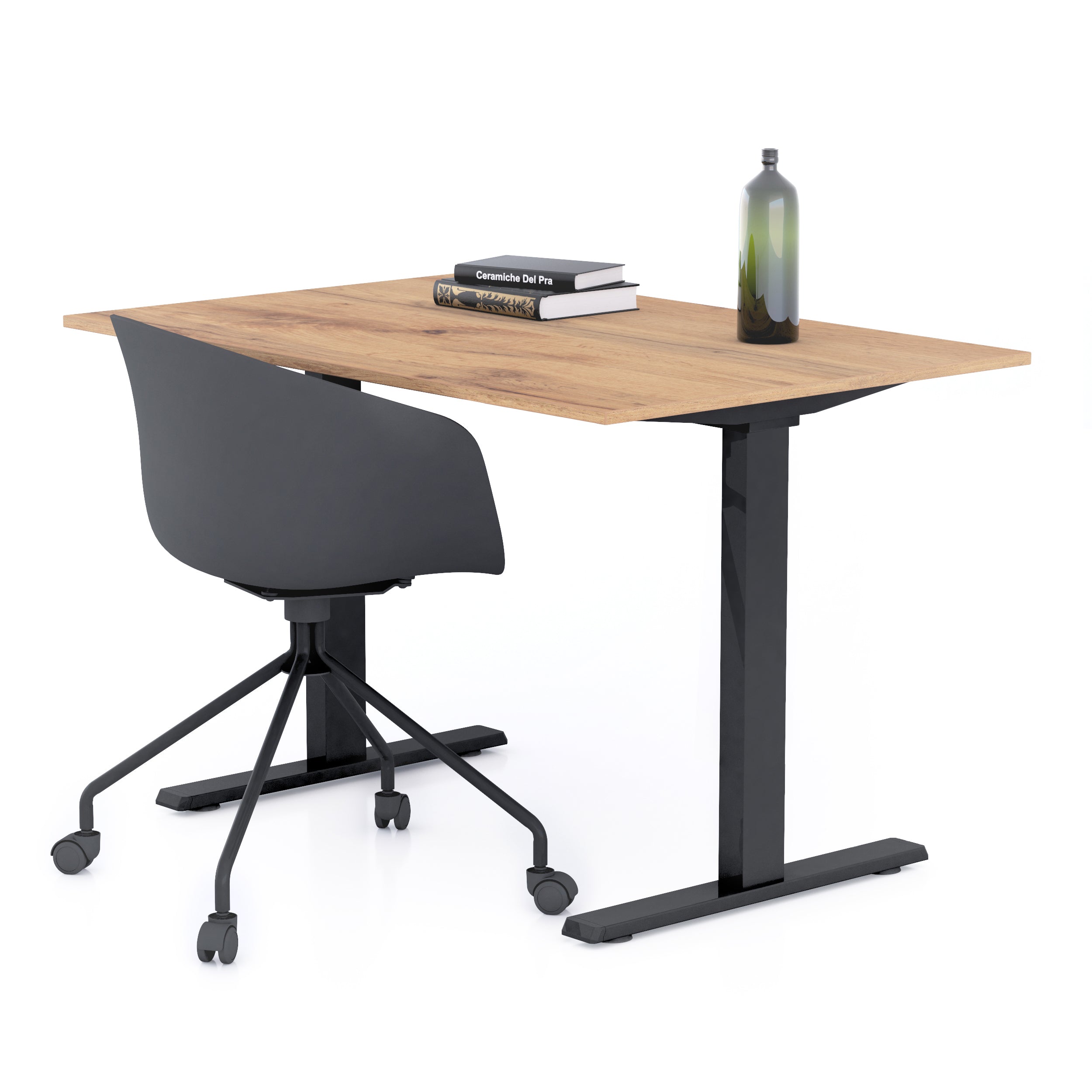Bureau Clara 120x80, Bois Rustique, avec Pieds Fixes Noirs - Main image