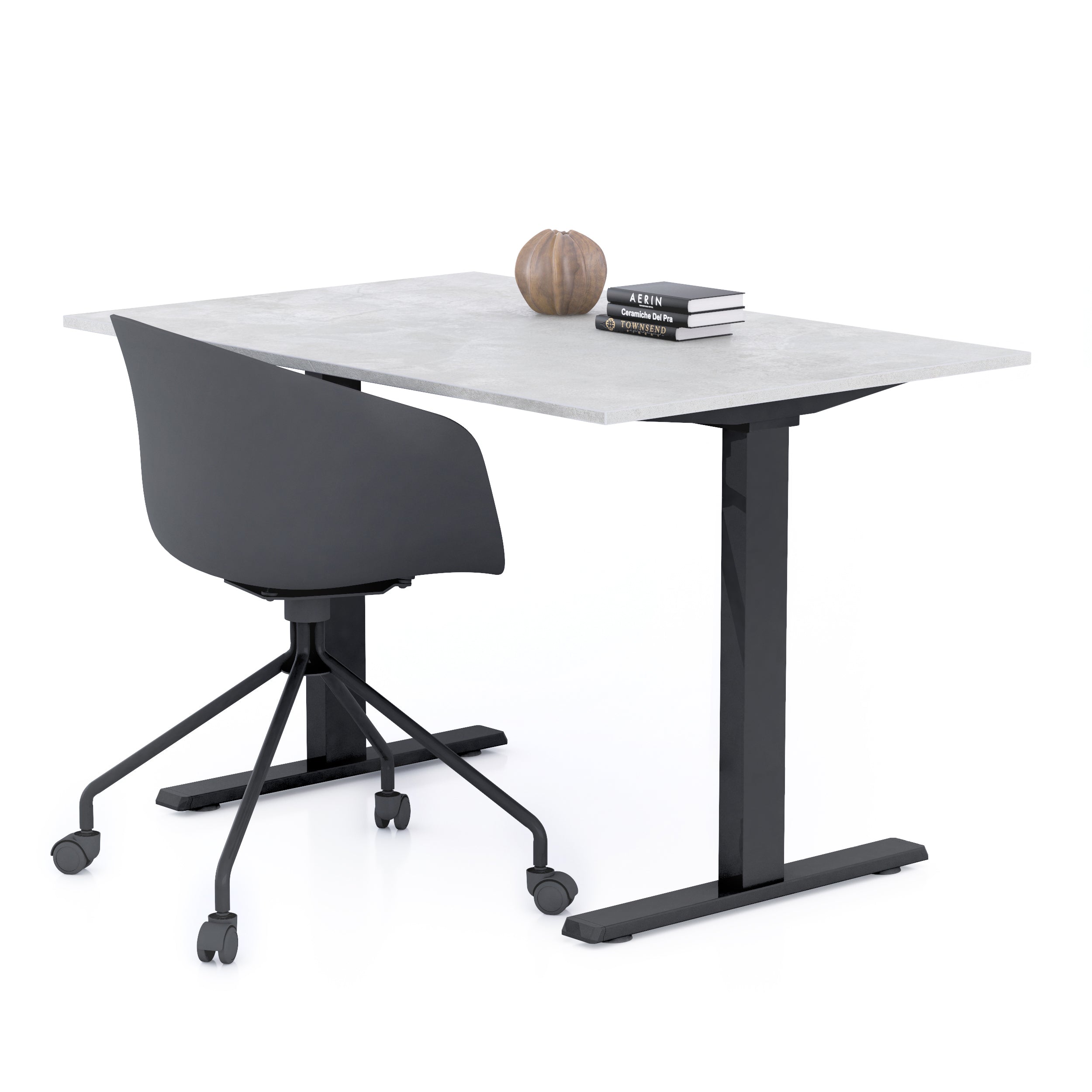 Schreibtisch Clara 120x80 Beton Grau mit Fixen Schwarzen Beinen - Main image
