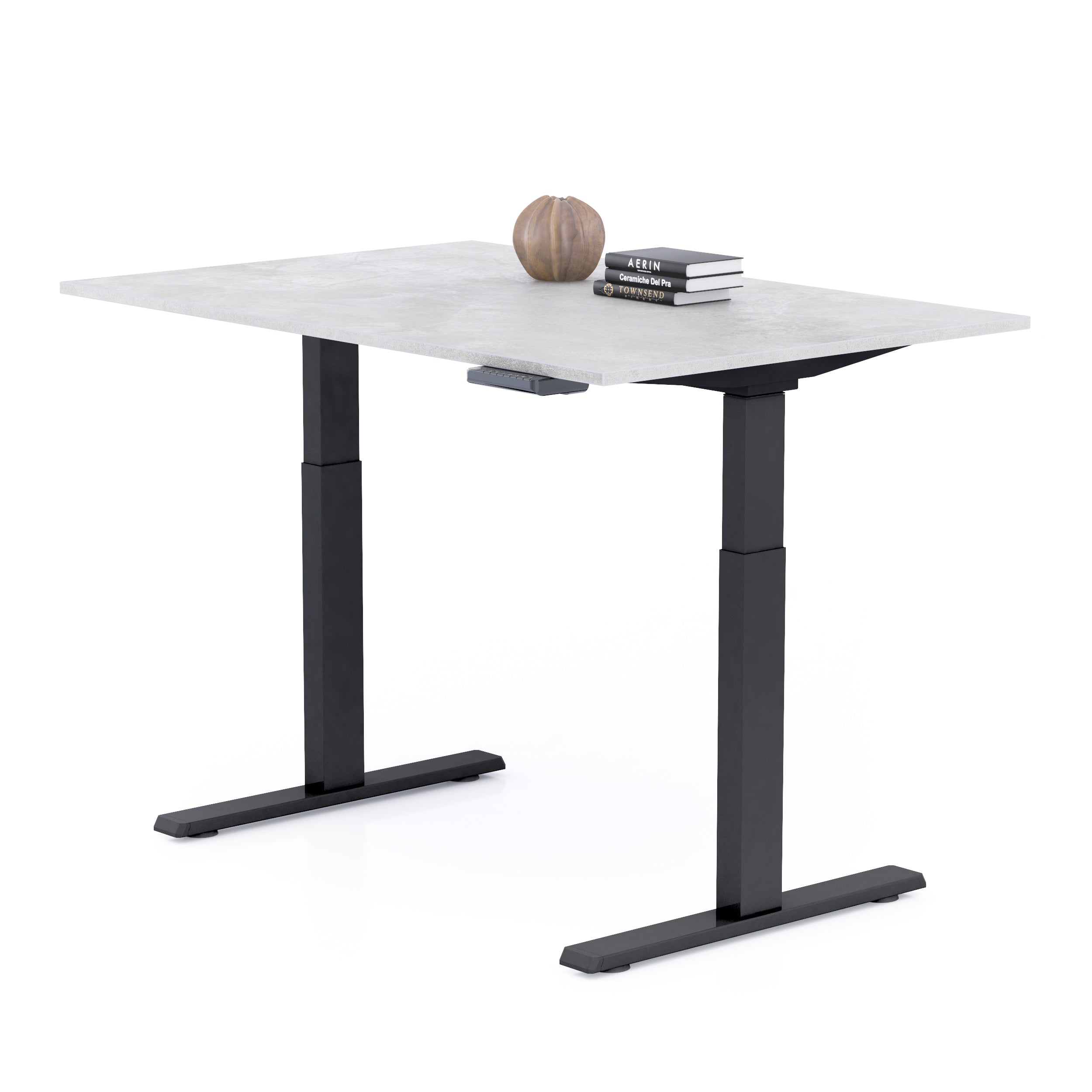 Bureau assis/debout Clara 120x80 Gris Béton avec pieds noirs