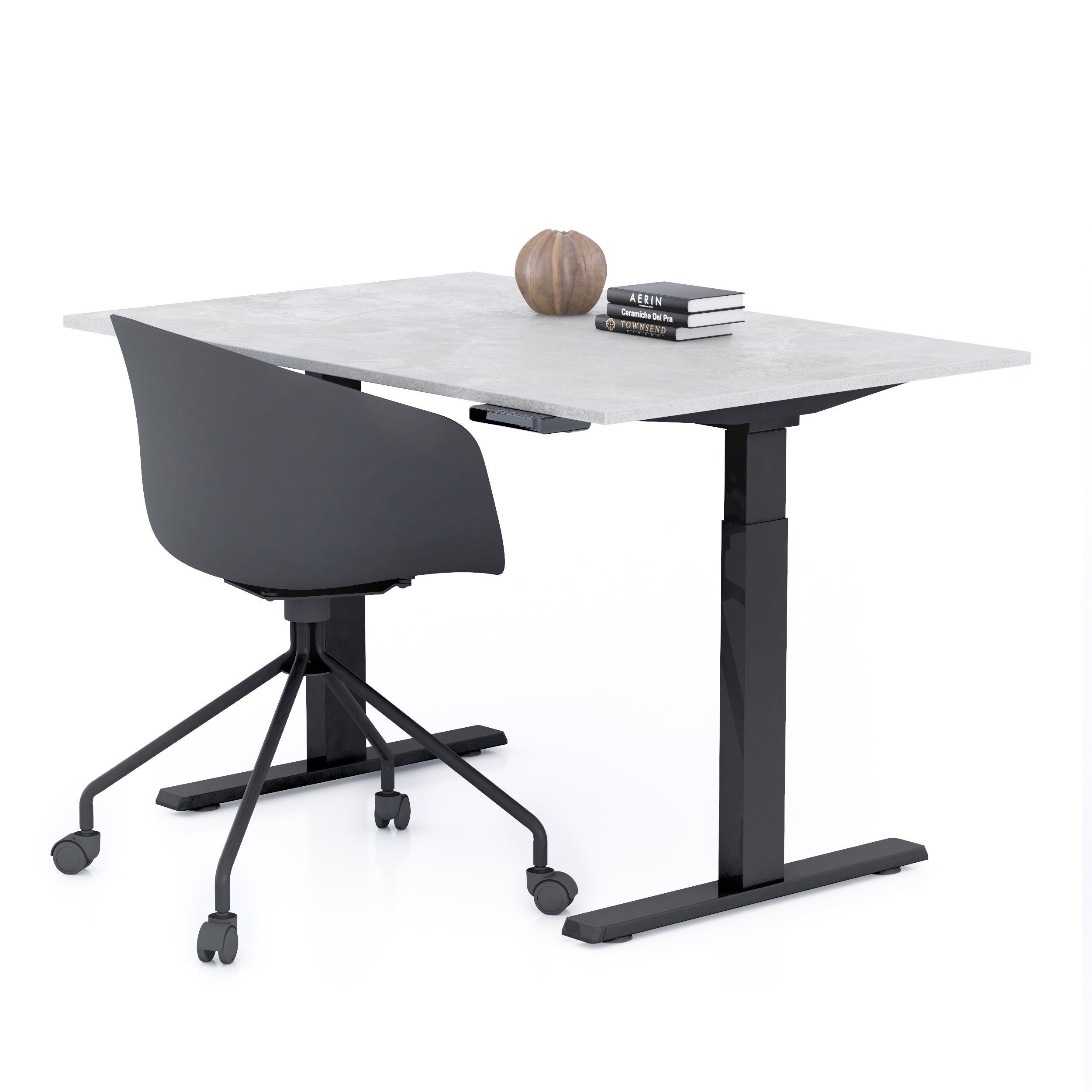 Bureau assis/debout Clara 120x80 Gris Béton avec pieds noirs