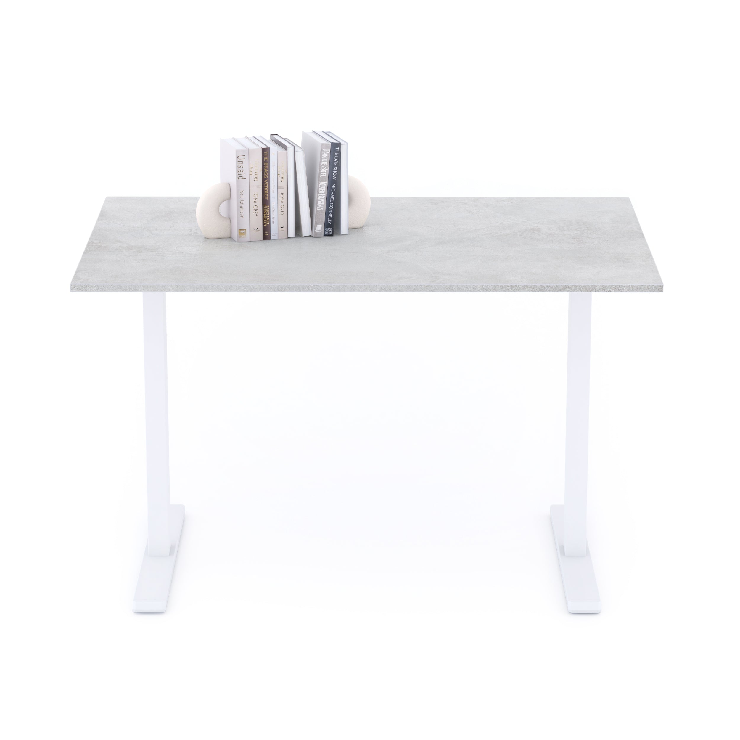 Schreibtisch Clara 120x80 Beton Grau mit Fixen Weißen Beinen - Detail image 1
