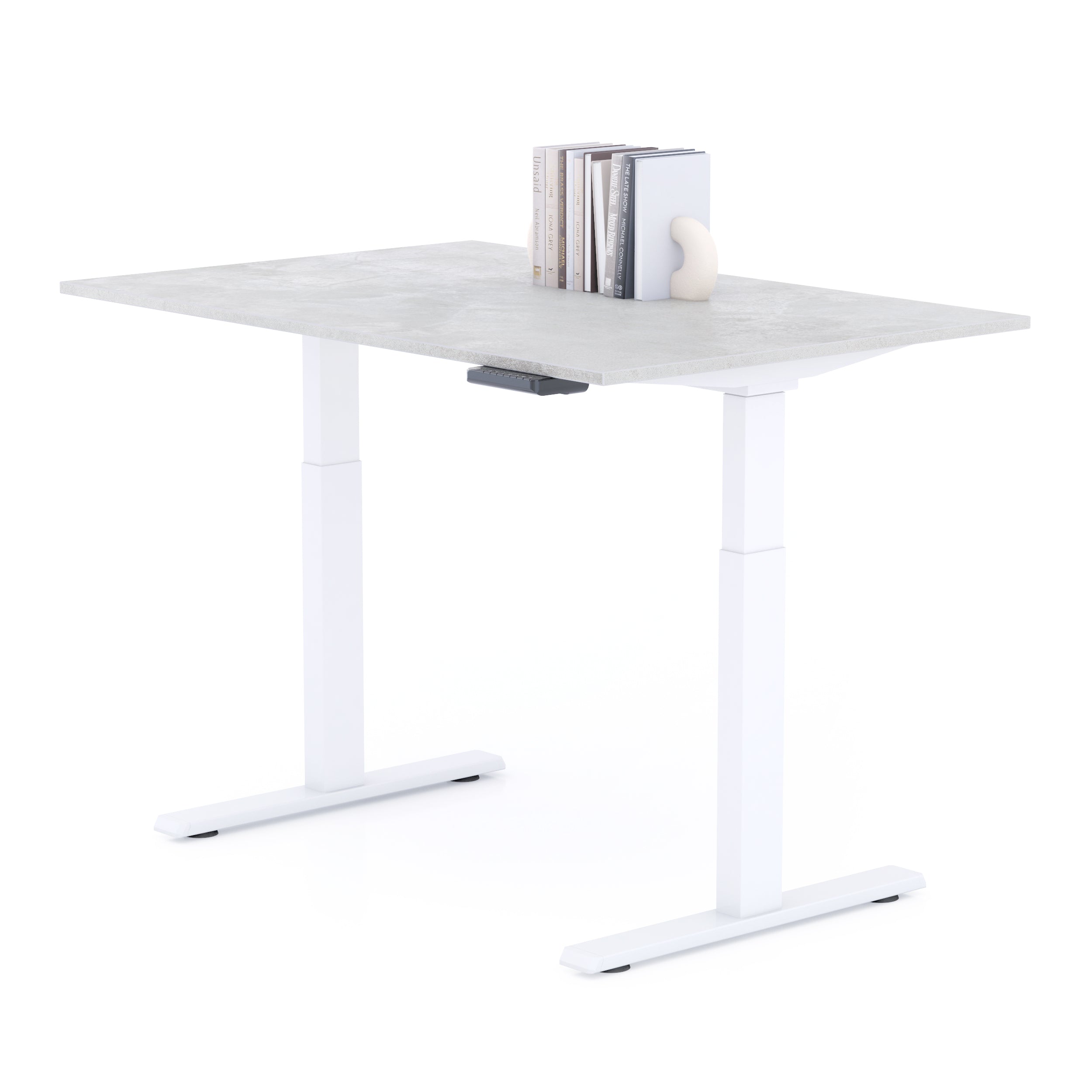 Bureau assis/debout Clara 120x80 Gris Béton avec pieds blancs - Detail image 1