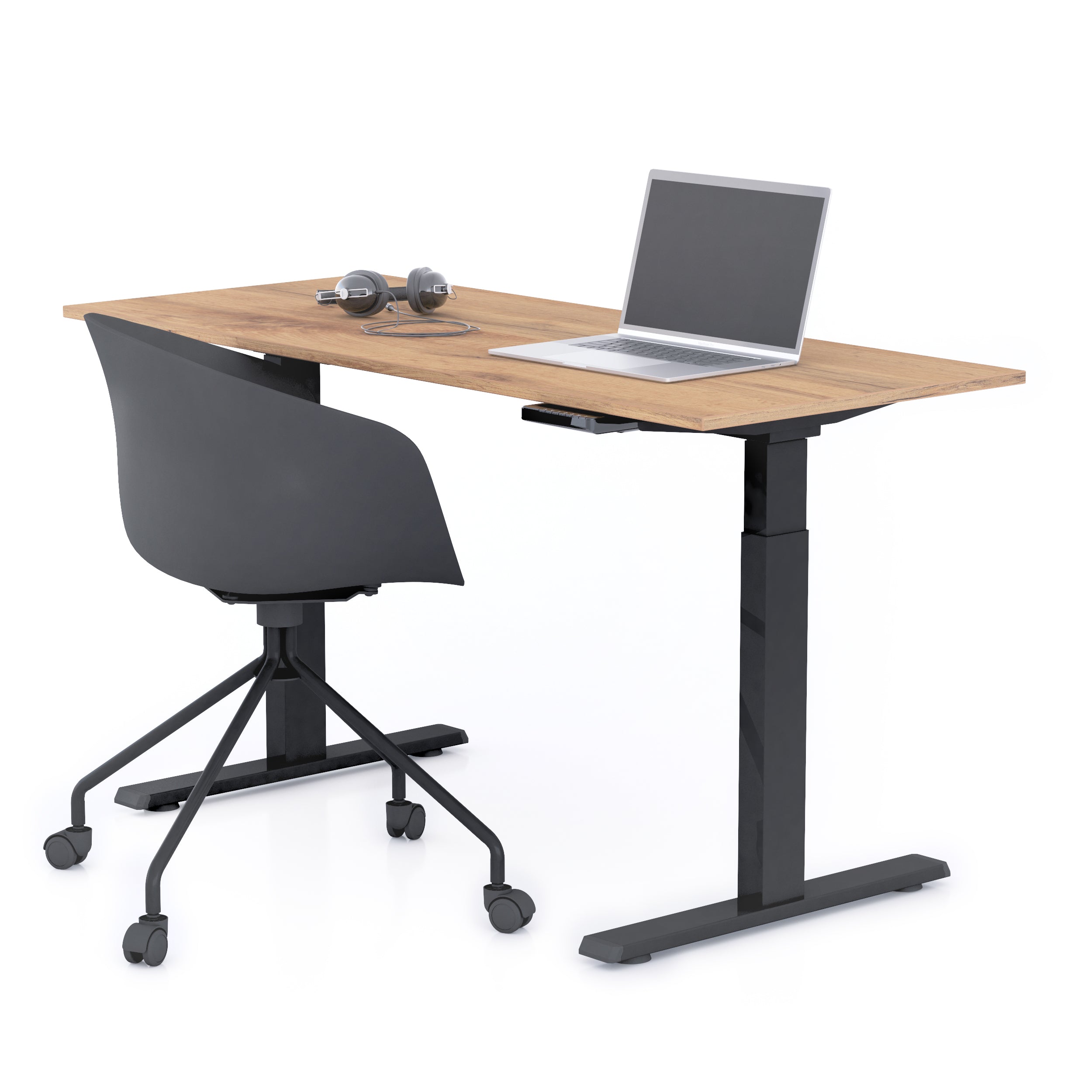 Clara Electric Standing Desk 140x60 Rustic Oak with Black Legs