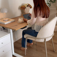 Bureau assis/debout Clara 140x80 Bois Rustique avec pieds blancs