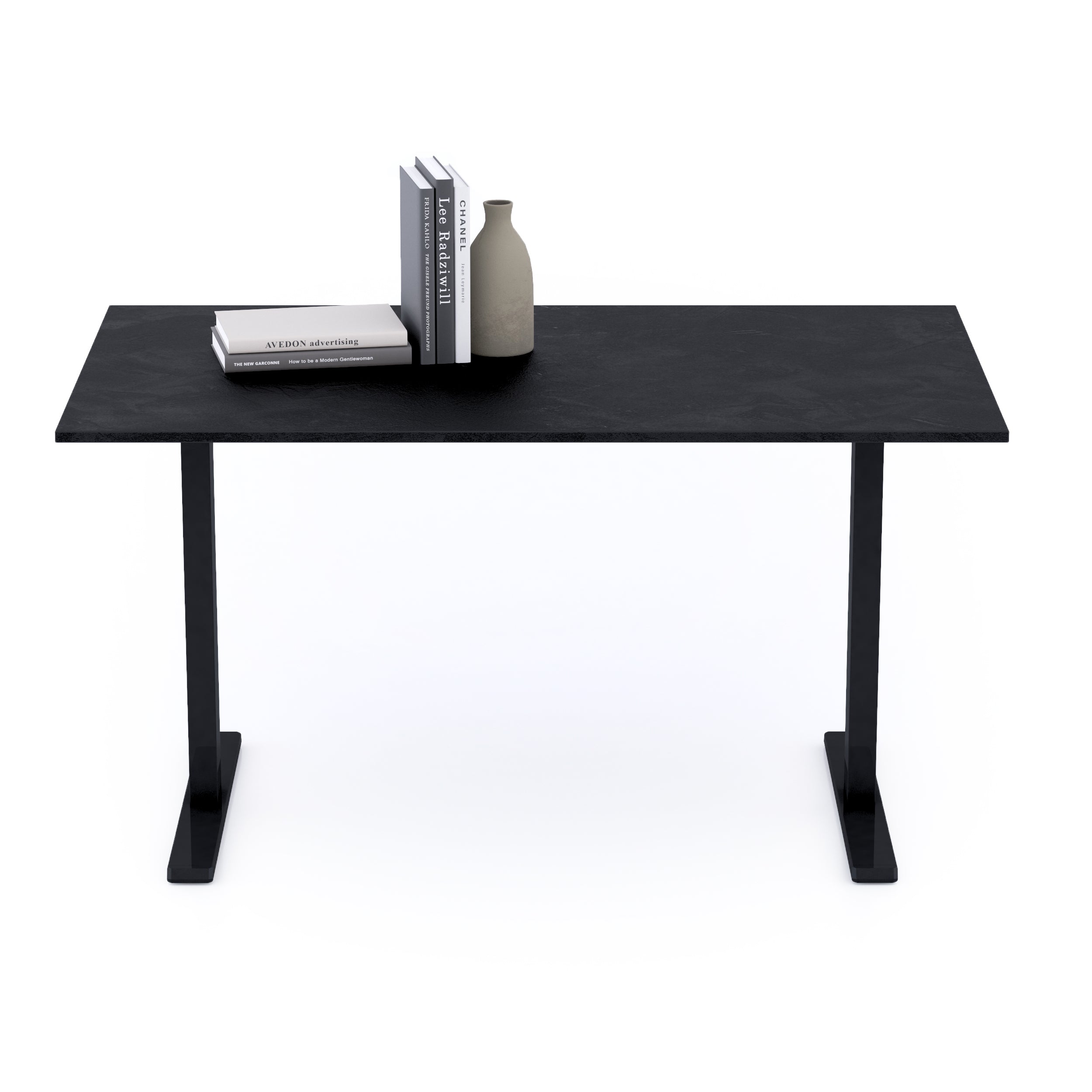 Bureau Clara 140x80, Noir Béton, avec Pieds Fixes Noirs - Detail image 1