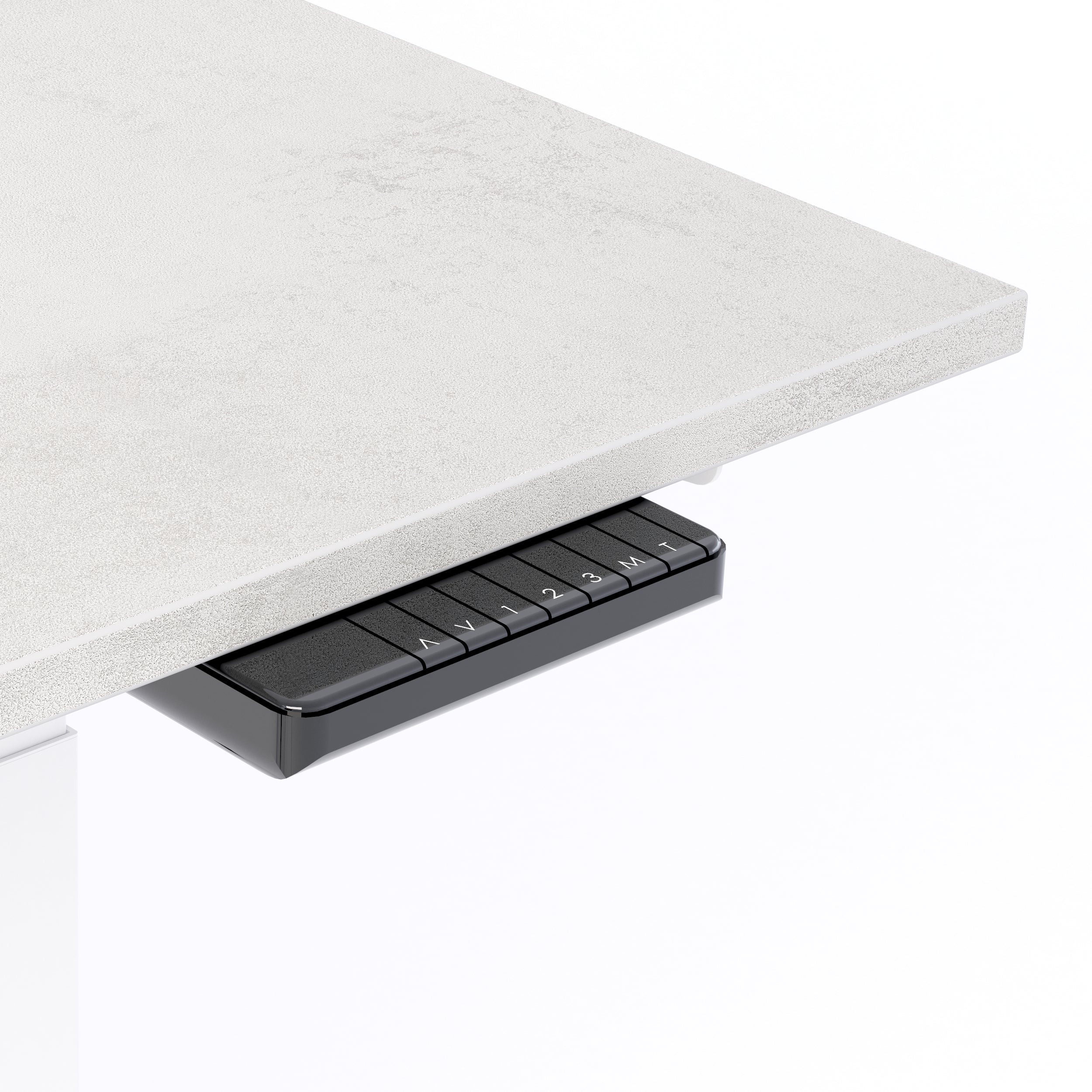 Scrivania Regolabile Clara 140x80 Grigio Cemento con Gambe Bianche - Immagine dettaglio 2