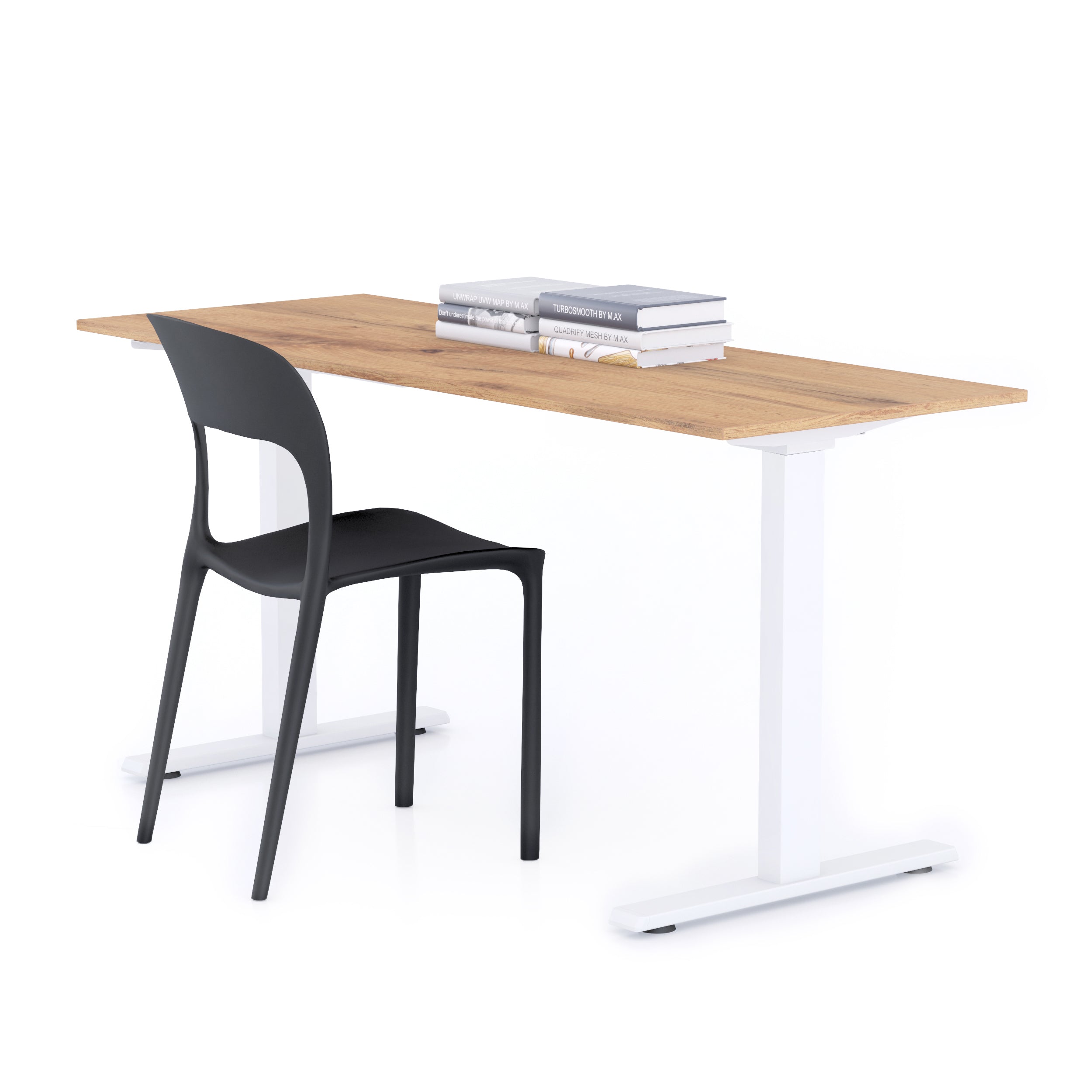 Scrivania Fissa Clara 160x60 Rovere Rustico con Gambe Bianche - Immagine principale