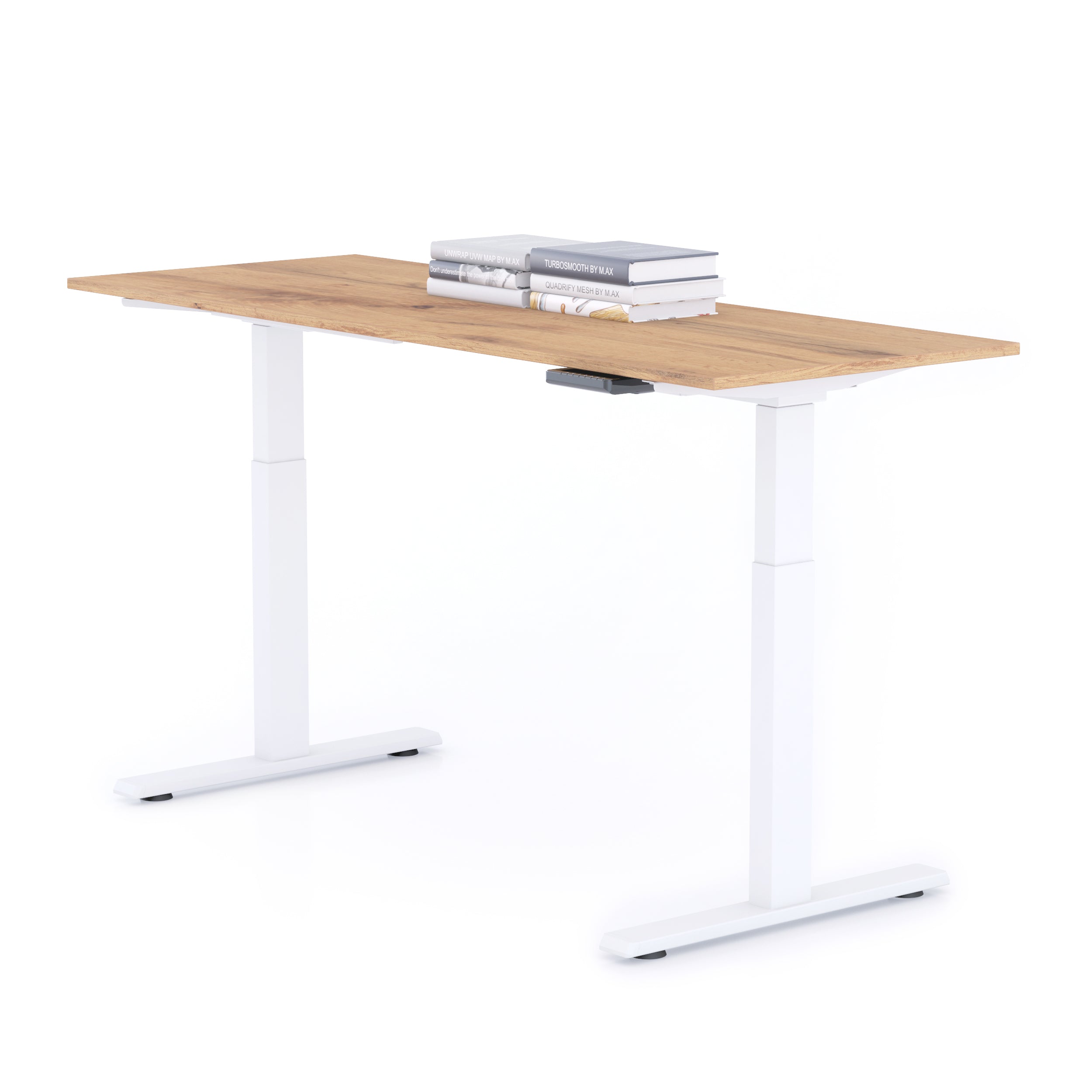 Verstelbaar Bureau Clara 160x60 Rustiek Eiken met Witte Poten