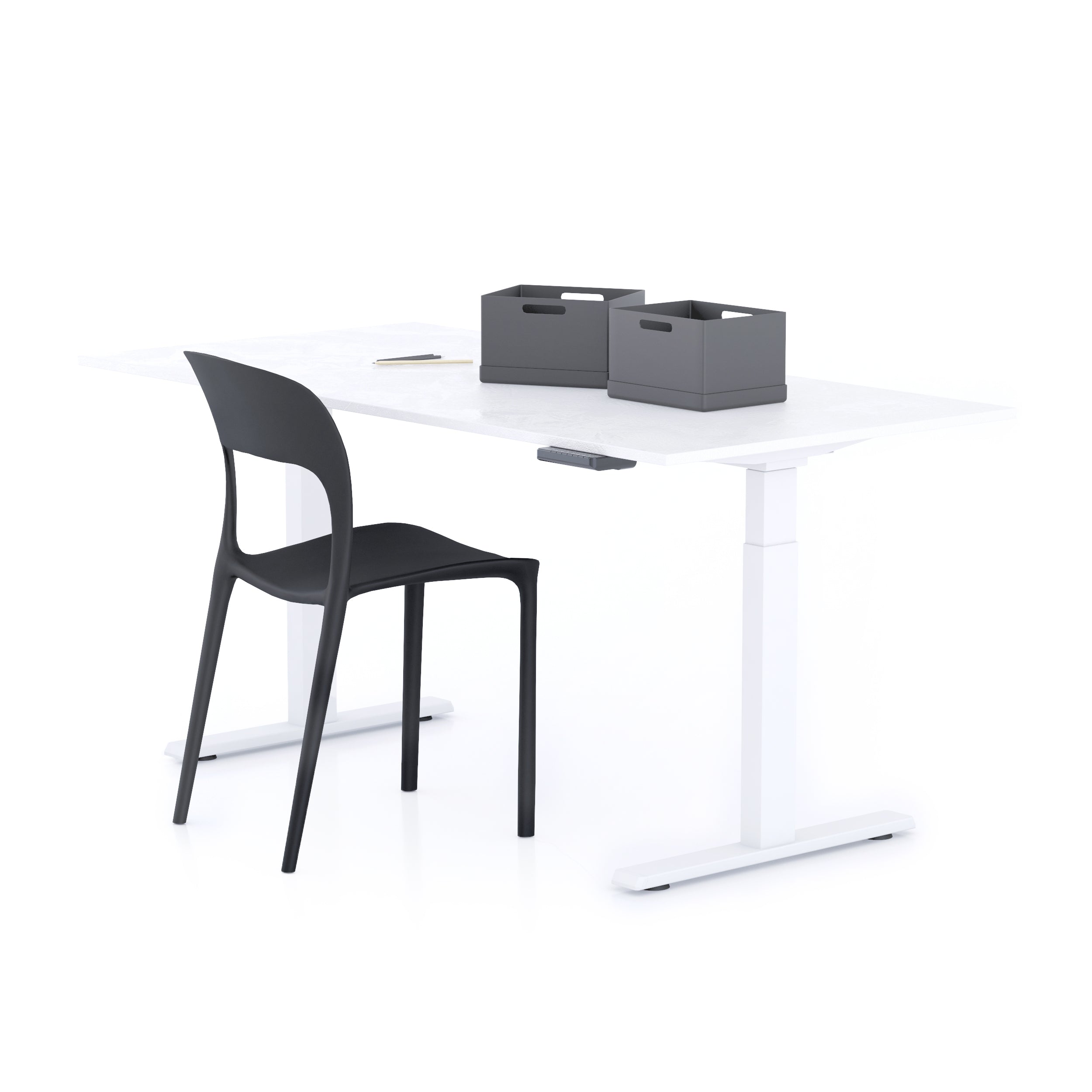 Scrivania Regolabile Clara 160x80 Bianco Cemento con Gambe Bianche - Immagine principale