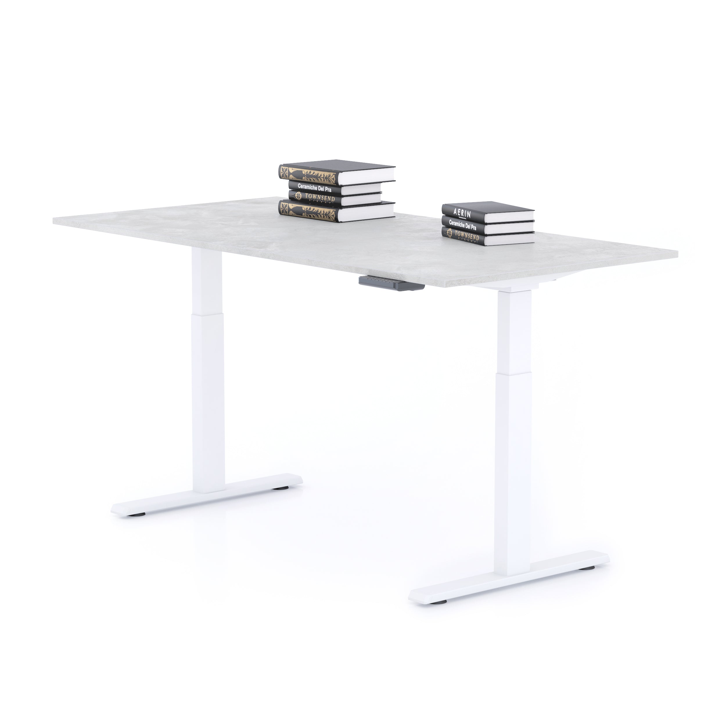 Scrivania regolabile Clara 160x80 Grigio Cemento con Gambe Bianche - Immagine dettaglio 1