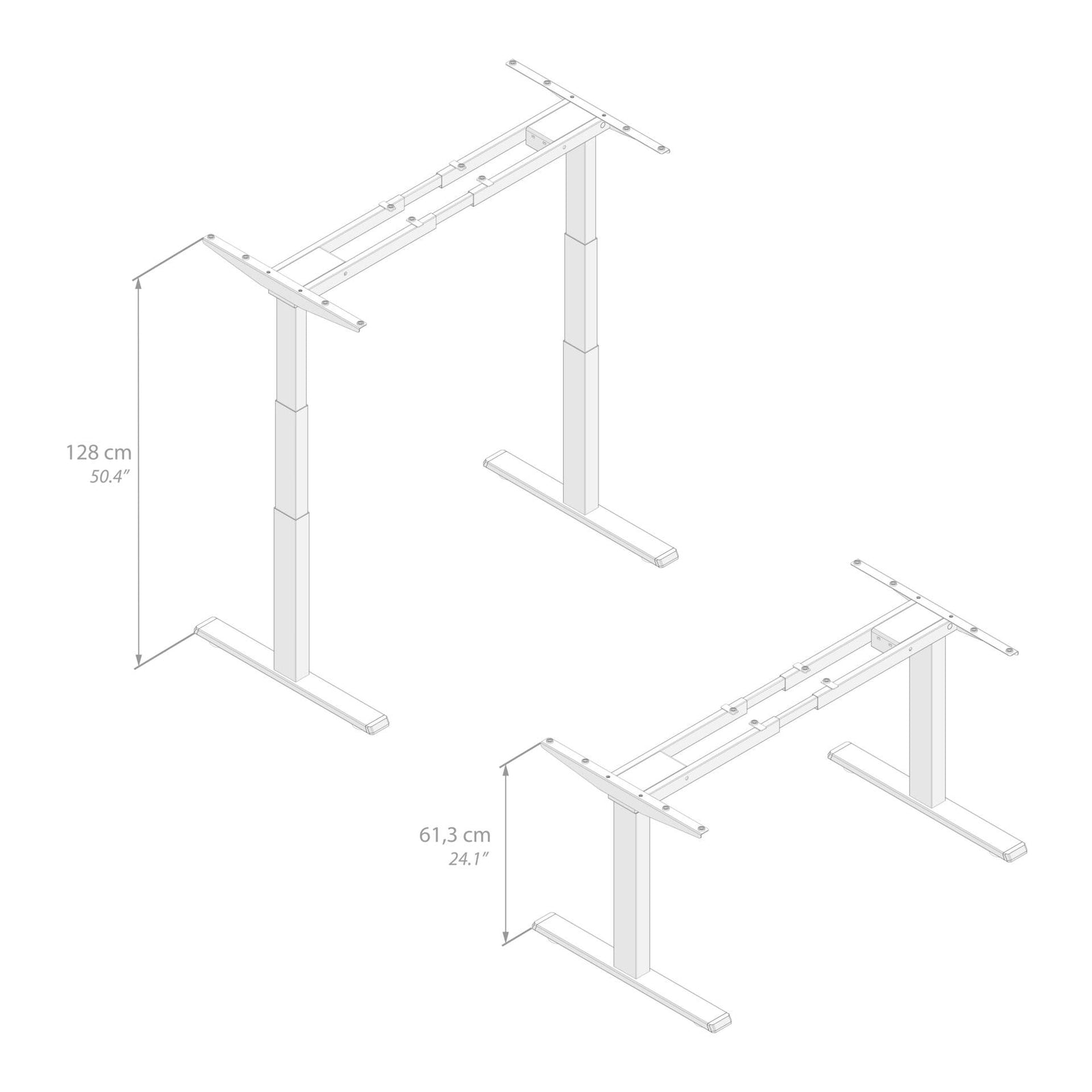 Verstellbares Tischgestell Clara für Schreibtisch, Weiß - Immagine tecnica 1