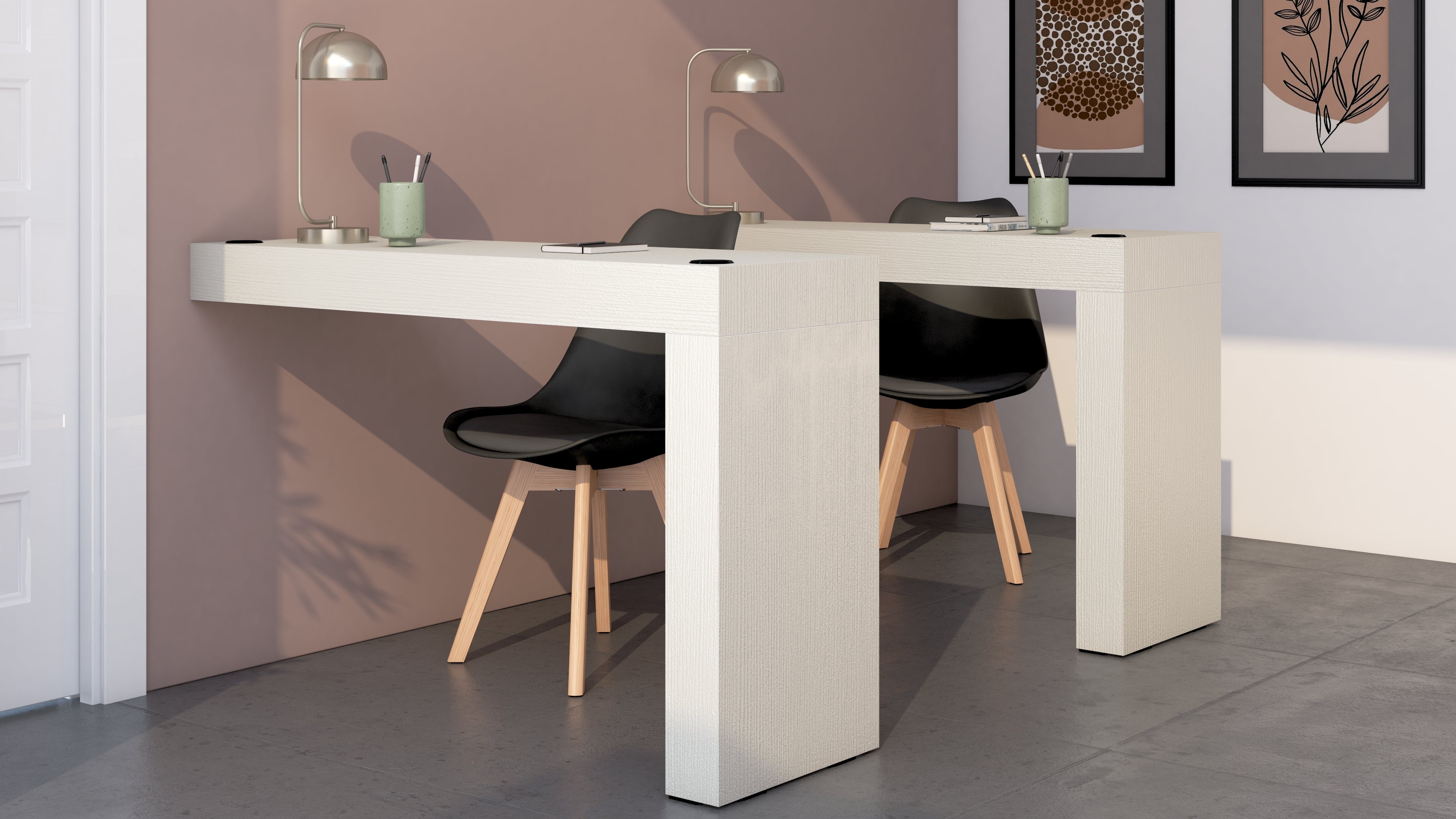 Evolution Schreibtisch 120 x 40, grauer Beton, mit einem Bein - Set image 1