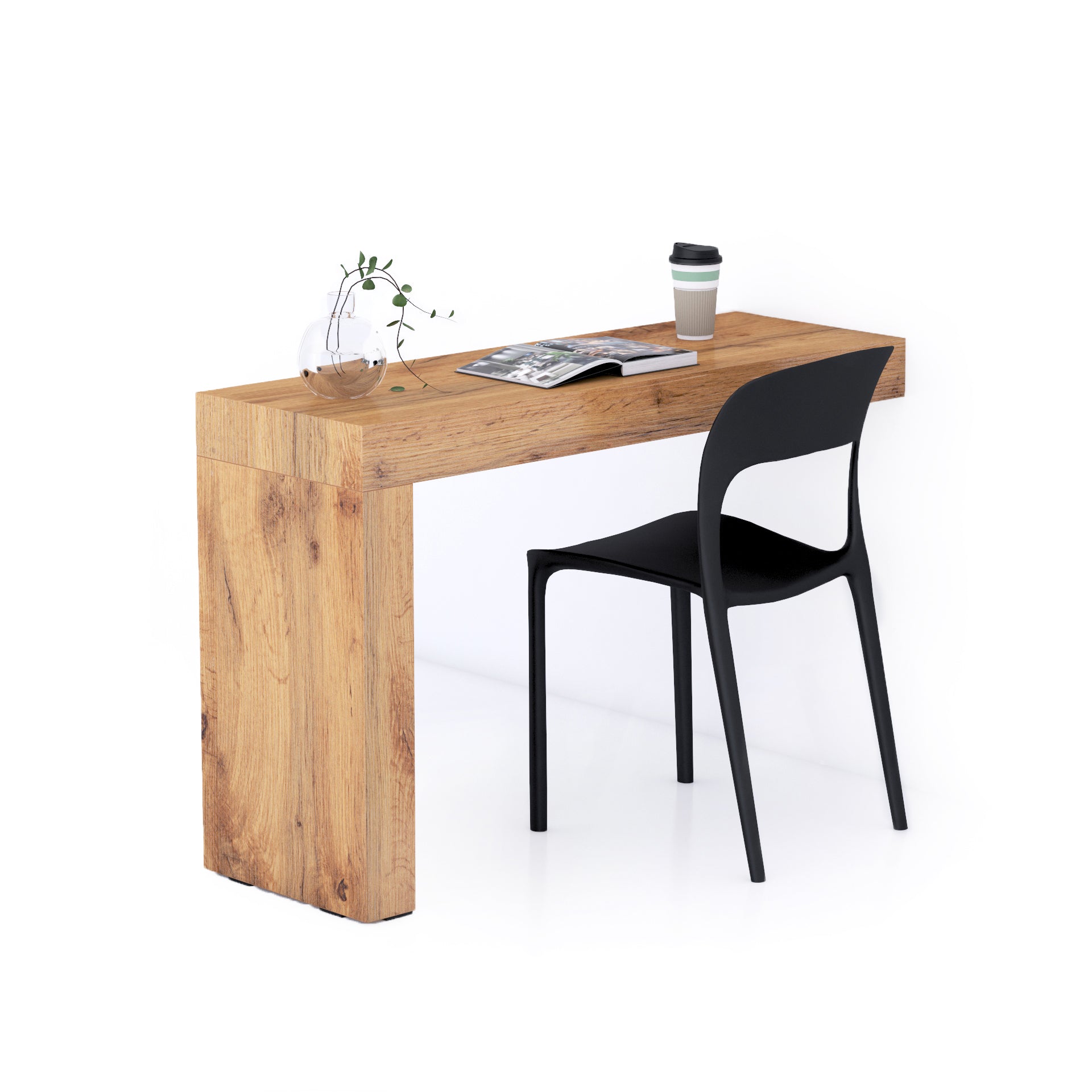 Scrivania Evolution 120x40, Rovere Rustico con Una Gamba