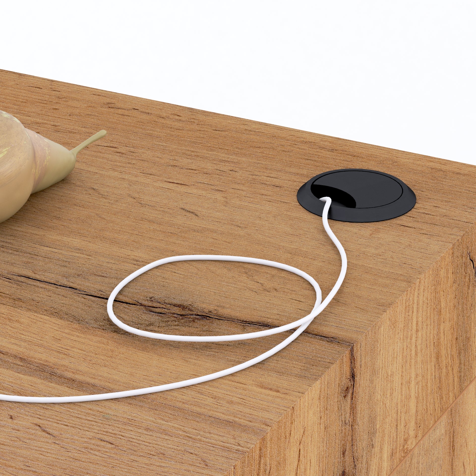 Evolution Schreibtisch 180 x 40 mit kabellosem Ladegerät und zwei Beinen, rustikale Eiche - Detail image 2