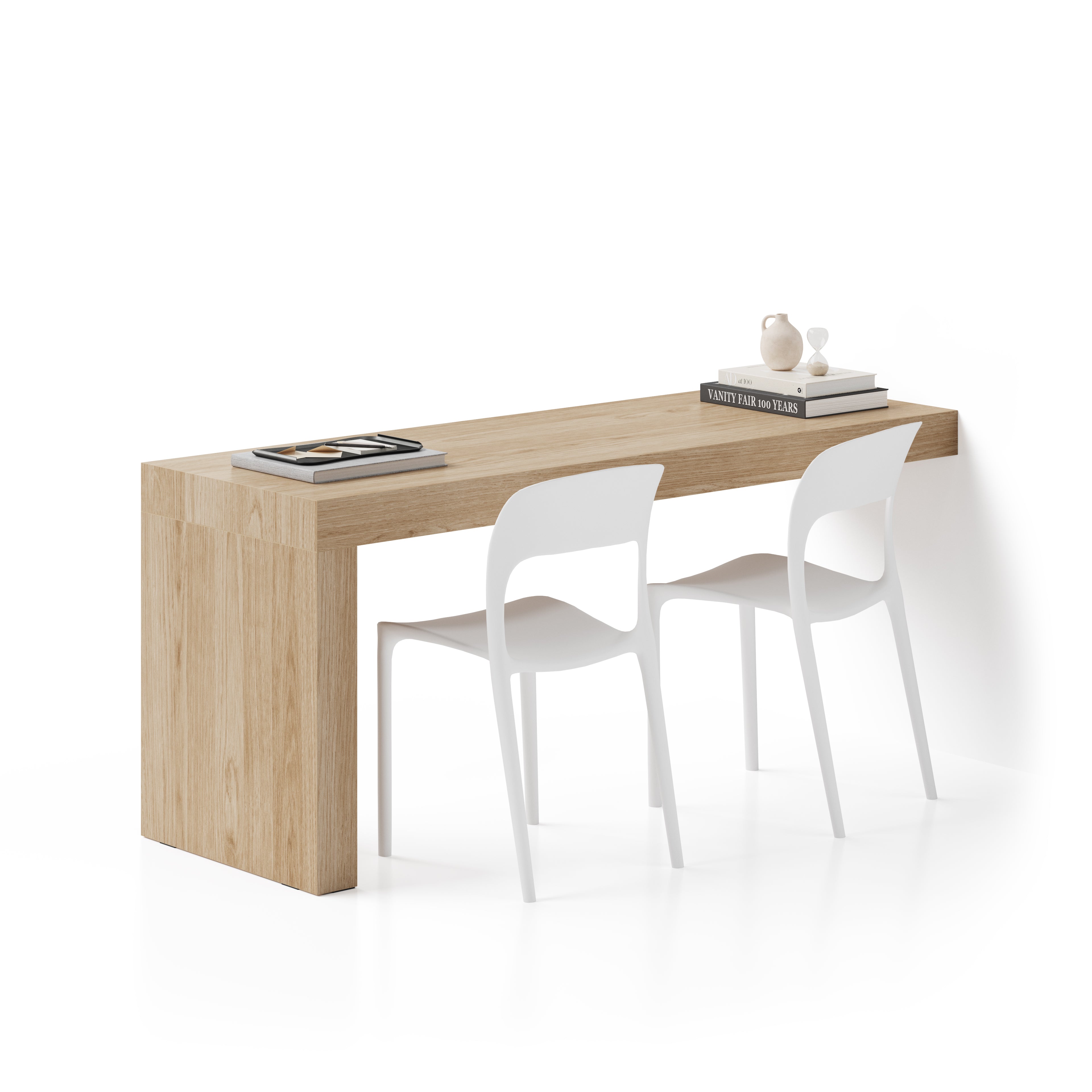 Table de bureau Evolution 180x60, Chêne Clair avec Un Pied - Main image