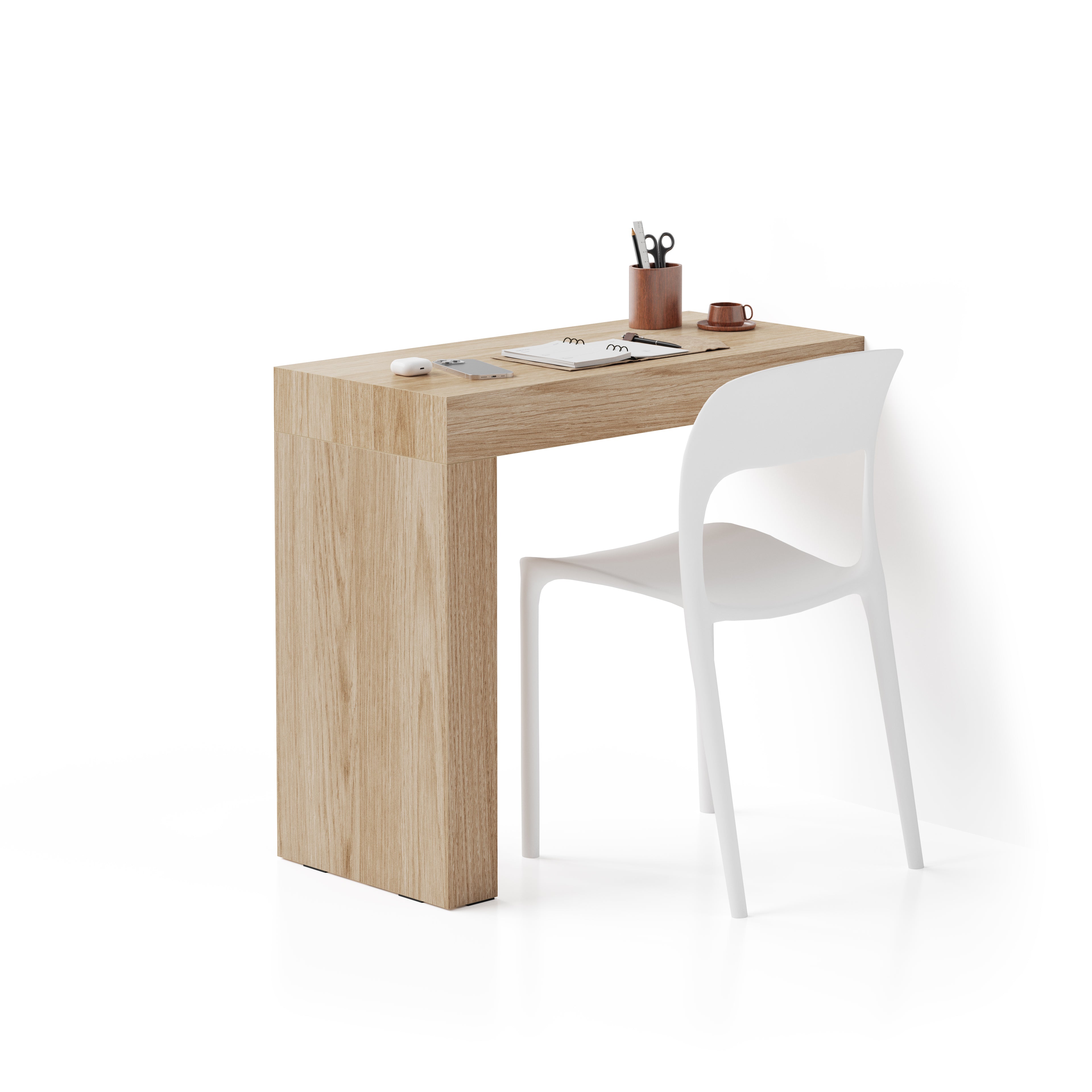 Table de bureau Evolution 90x40, Chêne Clair avec 1 pied - Main image