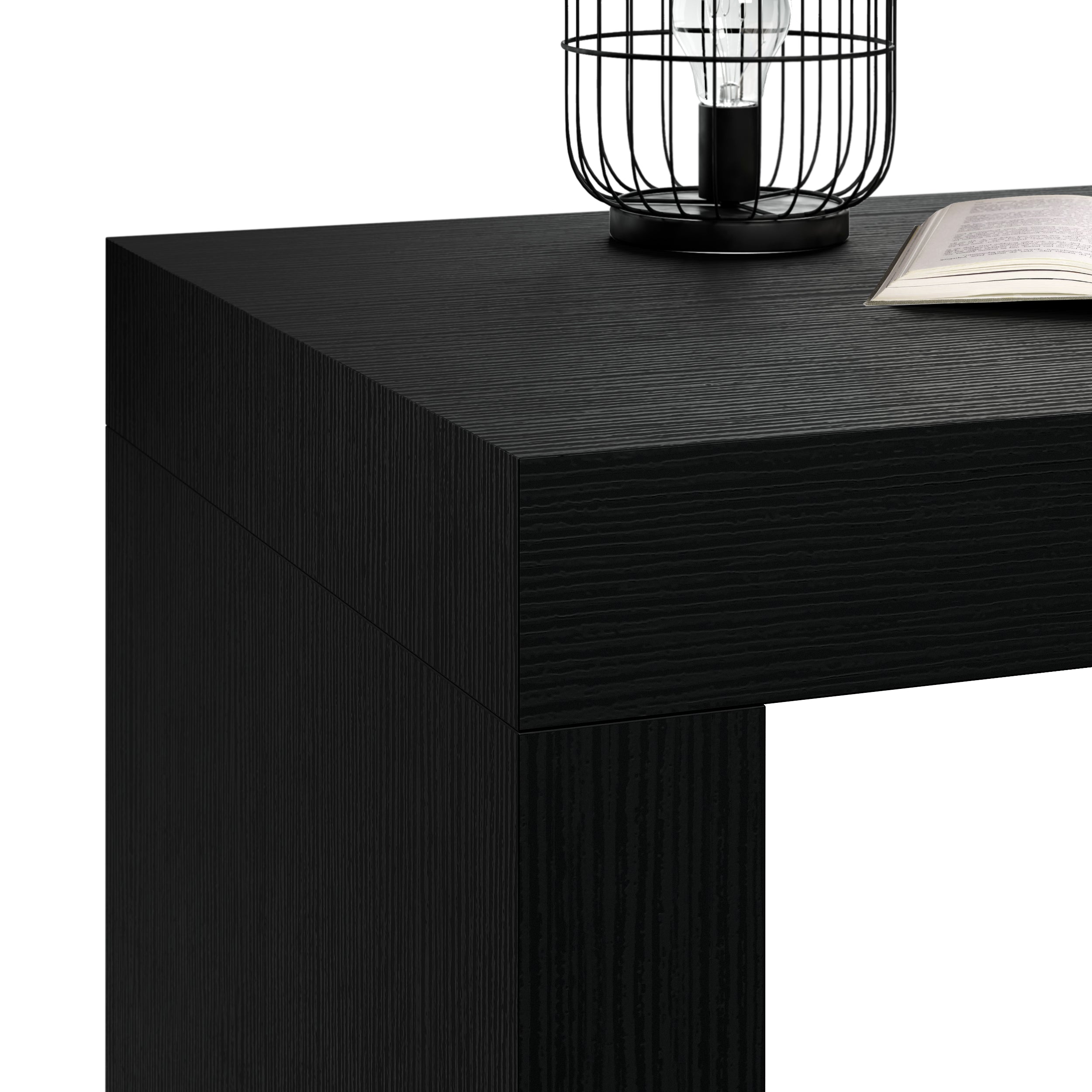 Scrivania Evolution 120x60, Nero Frassino con Due Gambe - Immagine dettaglio 1