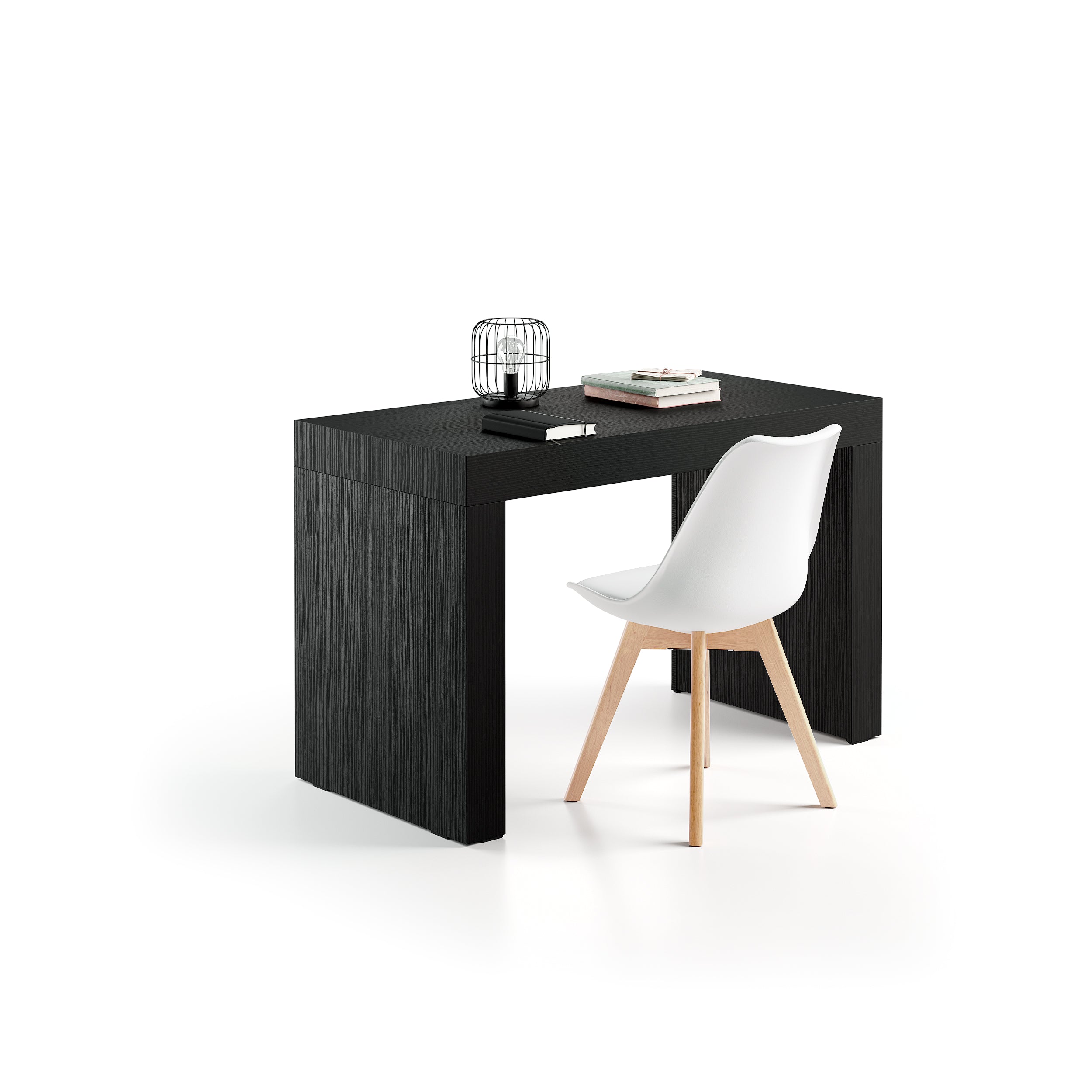 Scrivania Evolution 120x60, Nero Frassino con Due Gambe