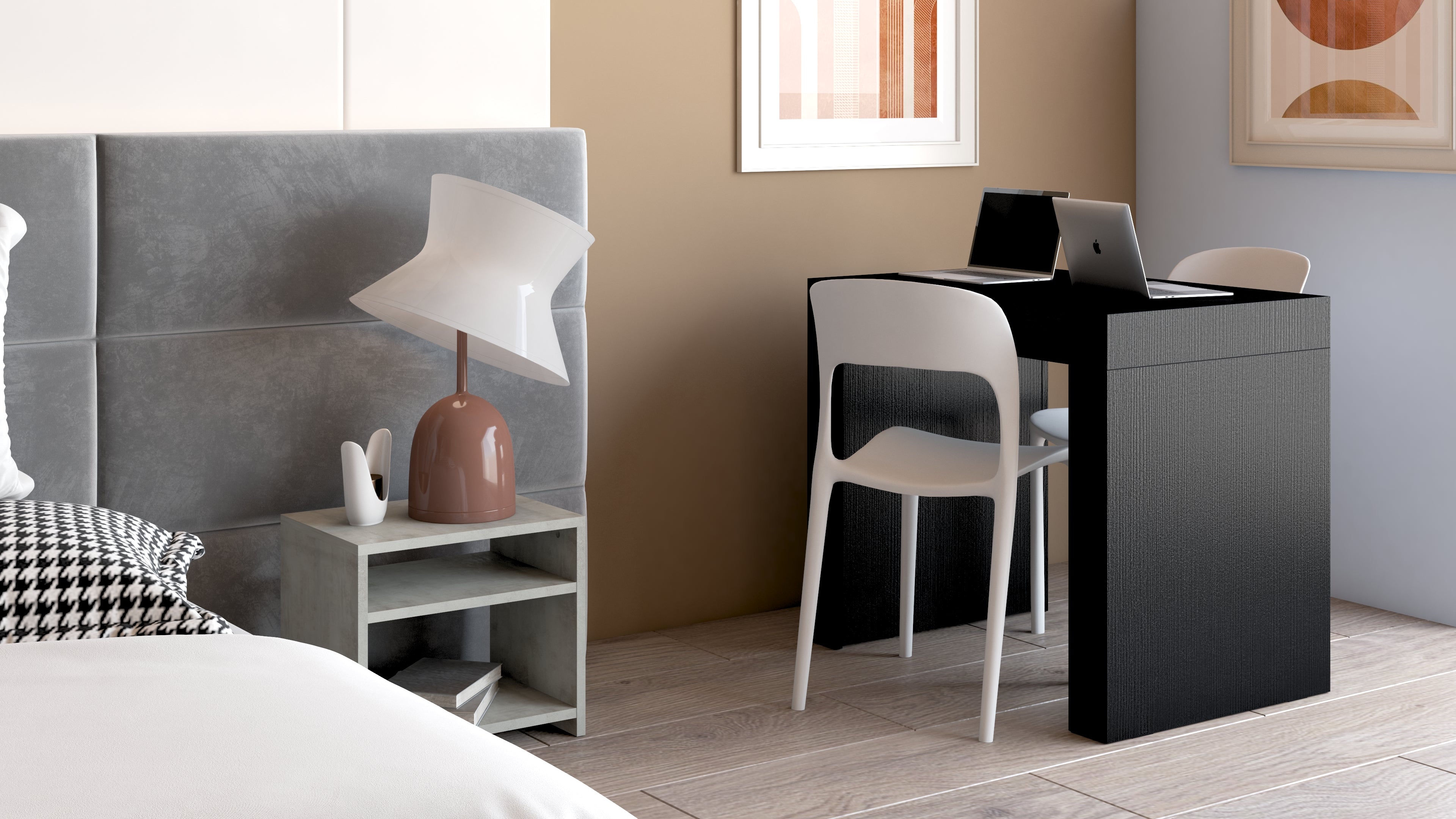 Evolution Desk 35.4 x 23.6 in, Concrete Effect, Grey with Two Legs - Set image 1
