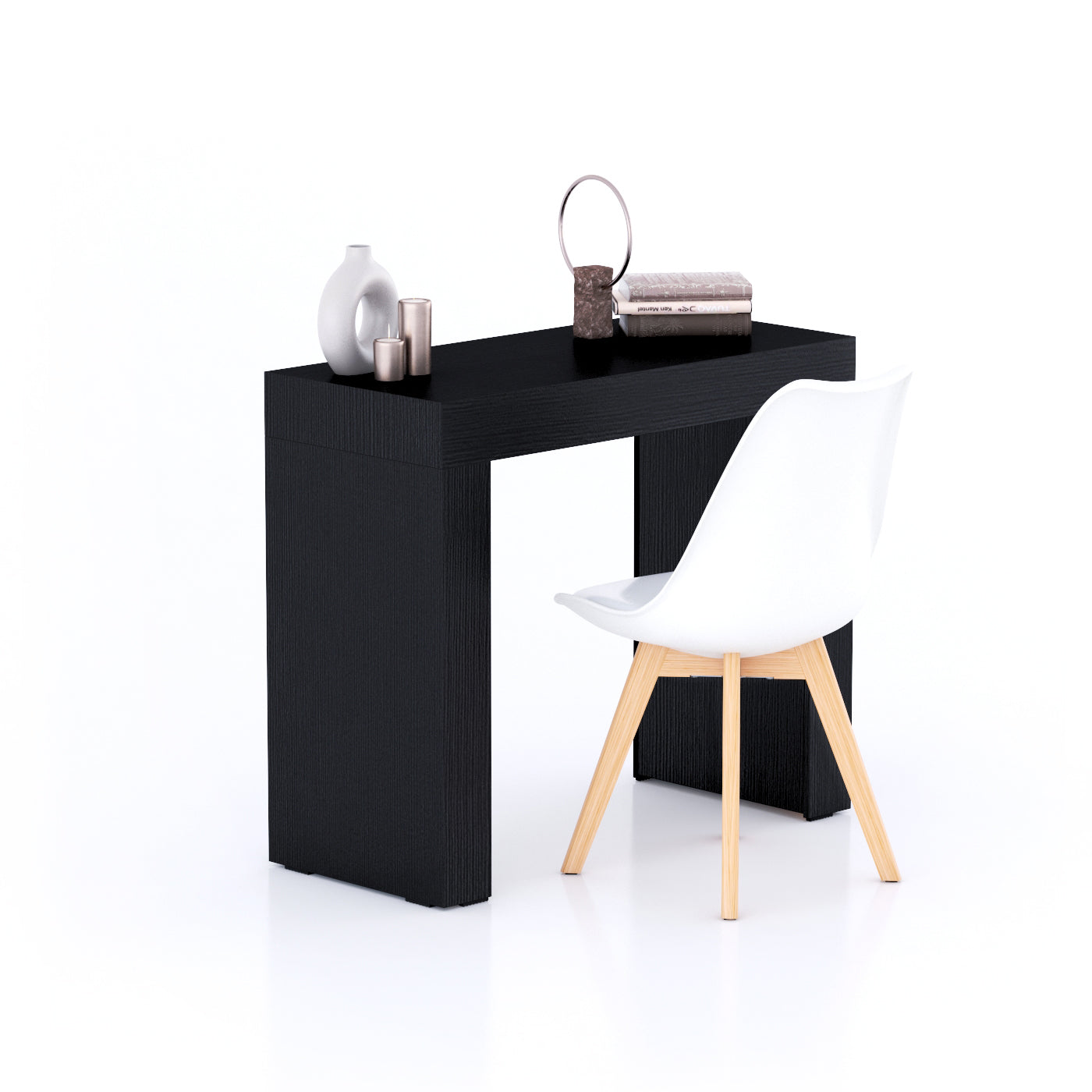 Table de bureau Evolution 90x40, Frêne Noir avec 2 pieds - Main image