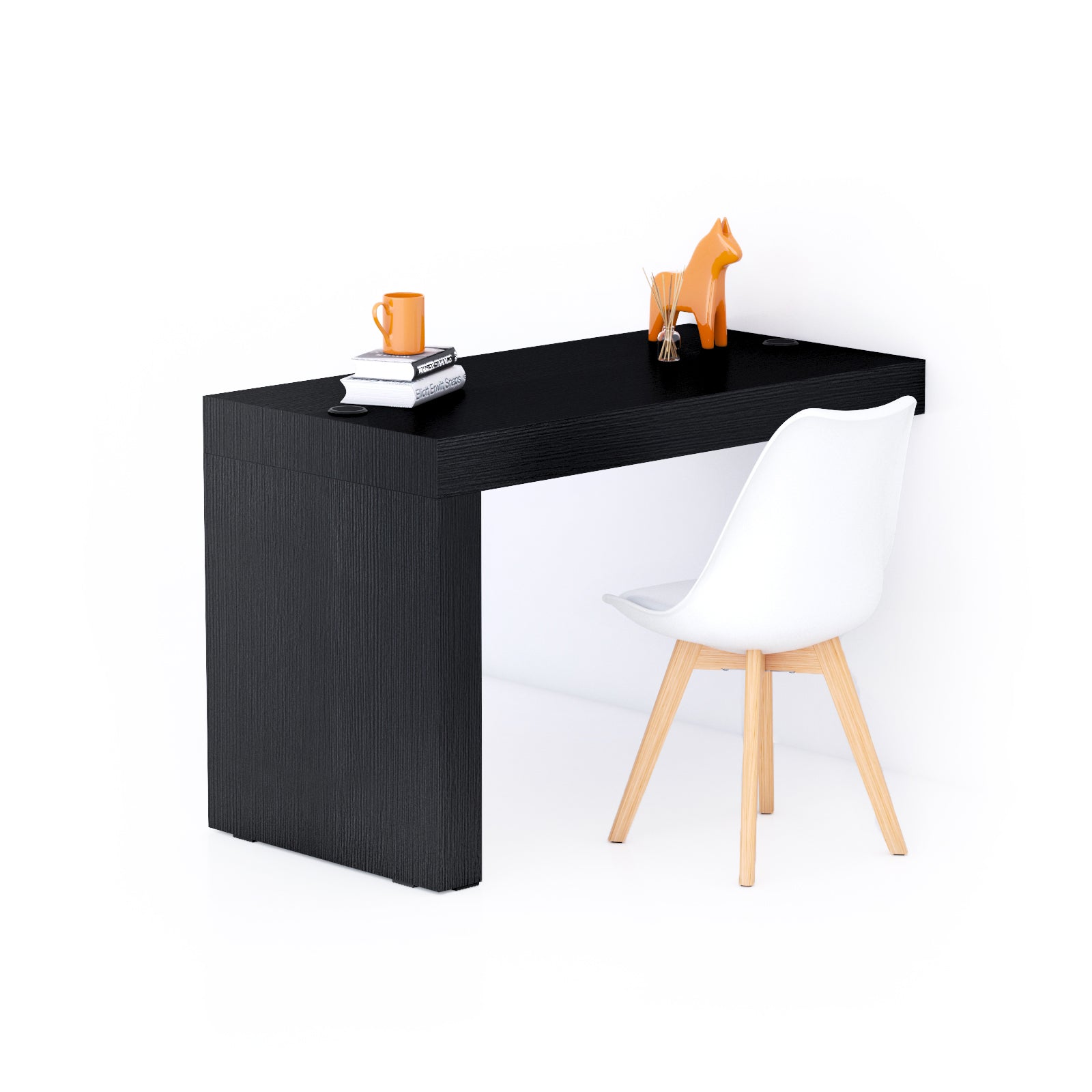 Evolution Desk 47.2 x 23.6 in, with Wireless Charger, Ashwood Black with One Leg - Main image