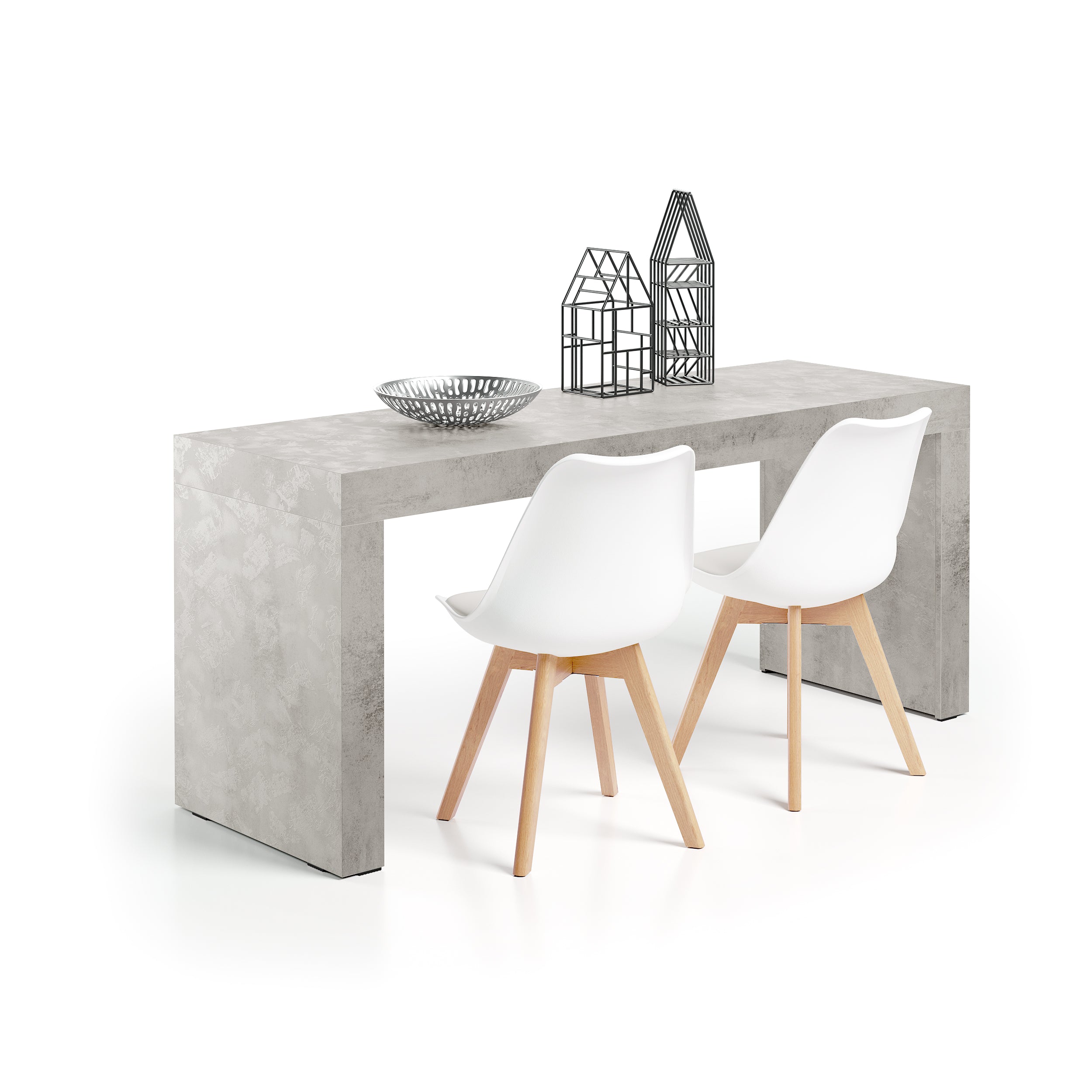 Scrivania Evolution 180x60, Grigio Cemento con Due Gambe