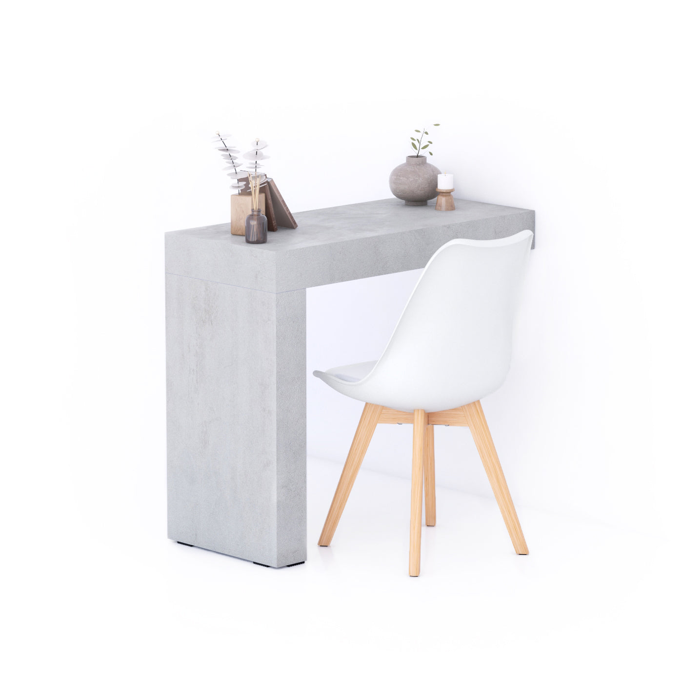 Escritorio Evolution 90x40, Cemento Gris con una pata